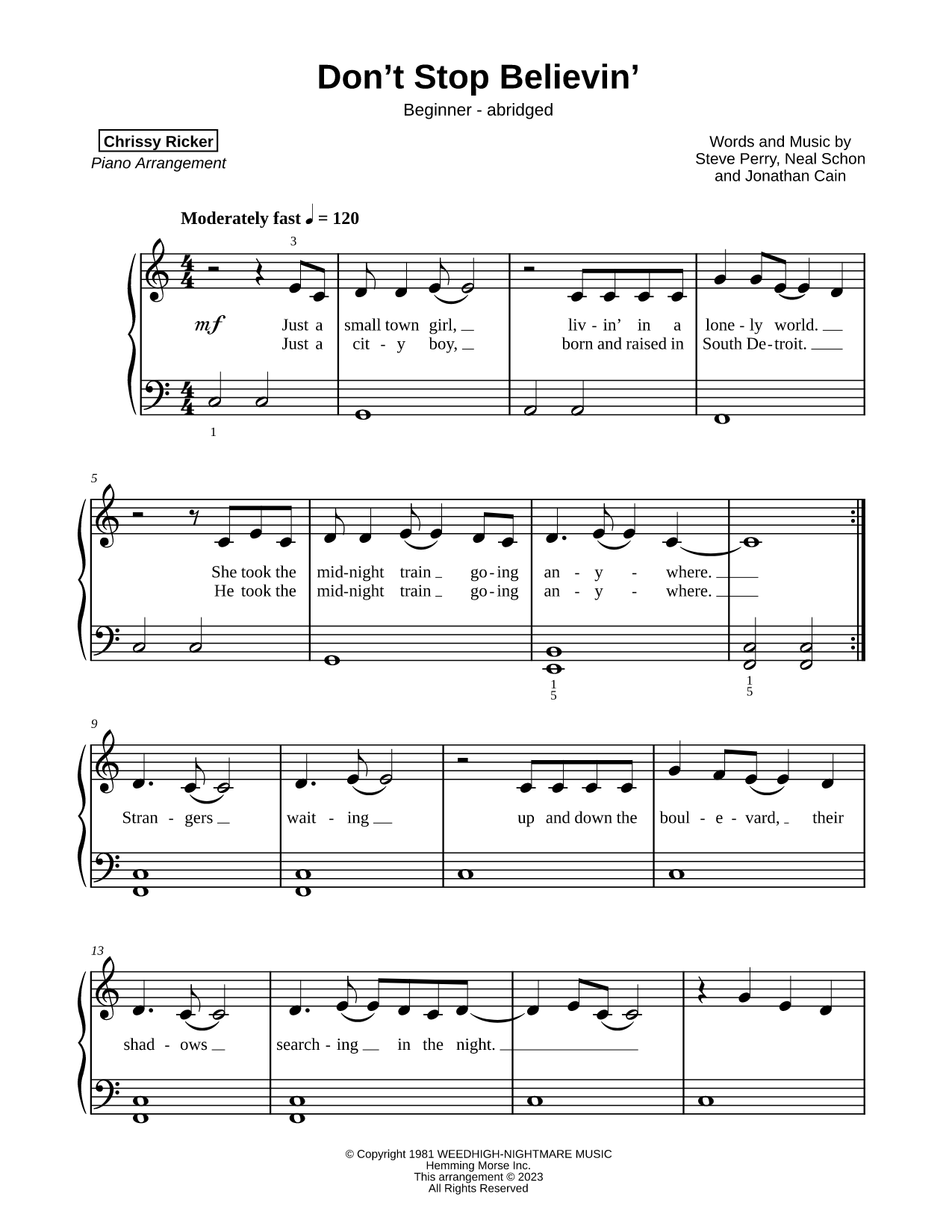 Don't Stop Believin' [beginner - abridged]