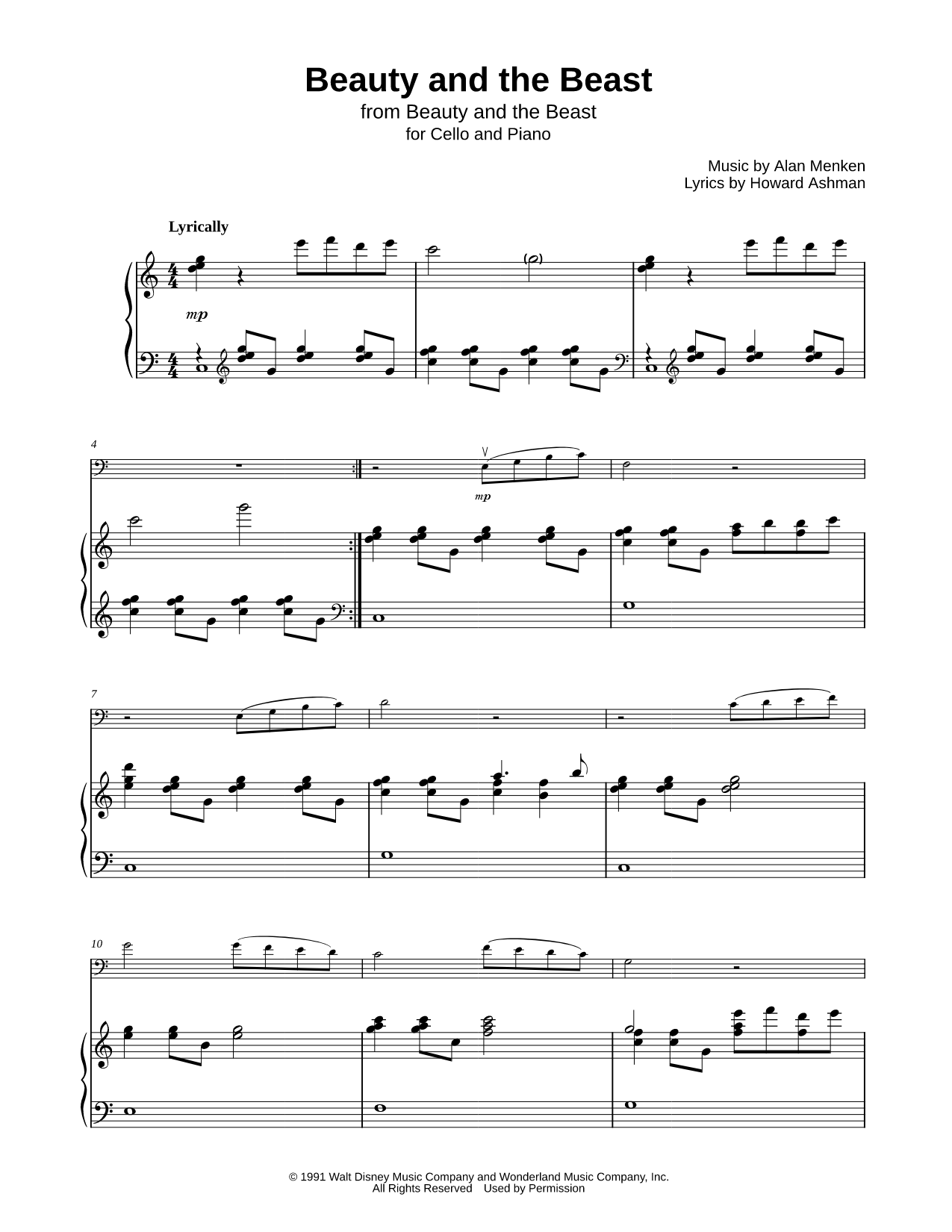 Beauty and the Beast - Cello & Piano