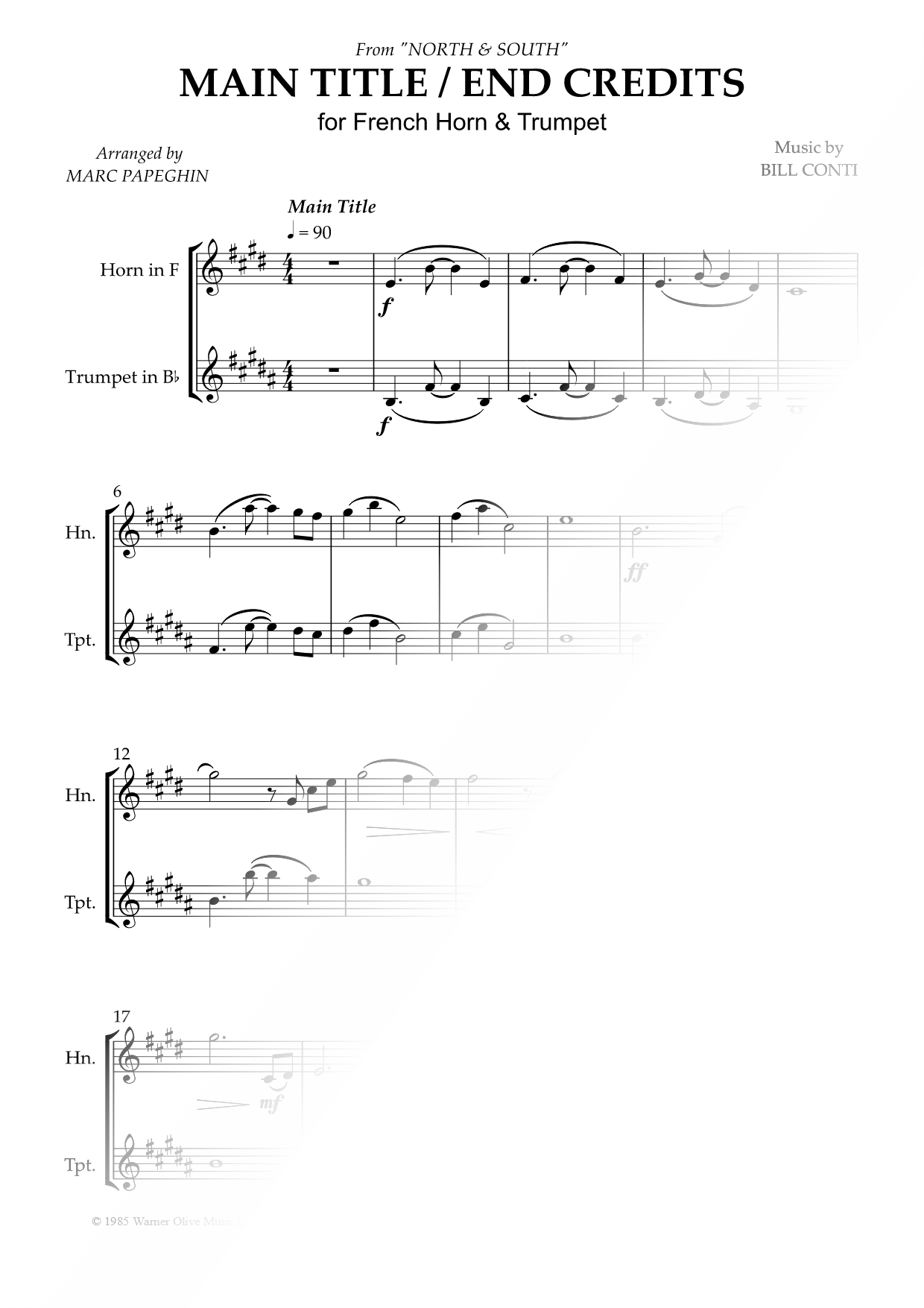 Main Title / End Credits - French Horn & Trumpet