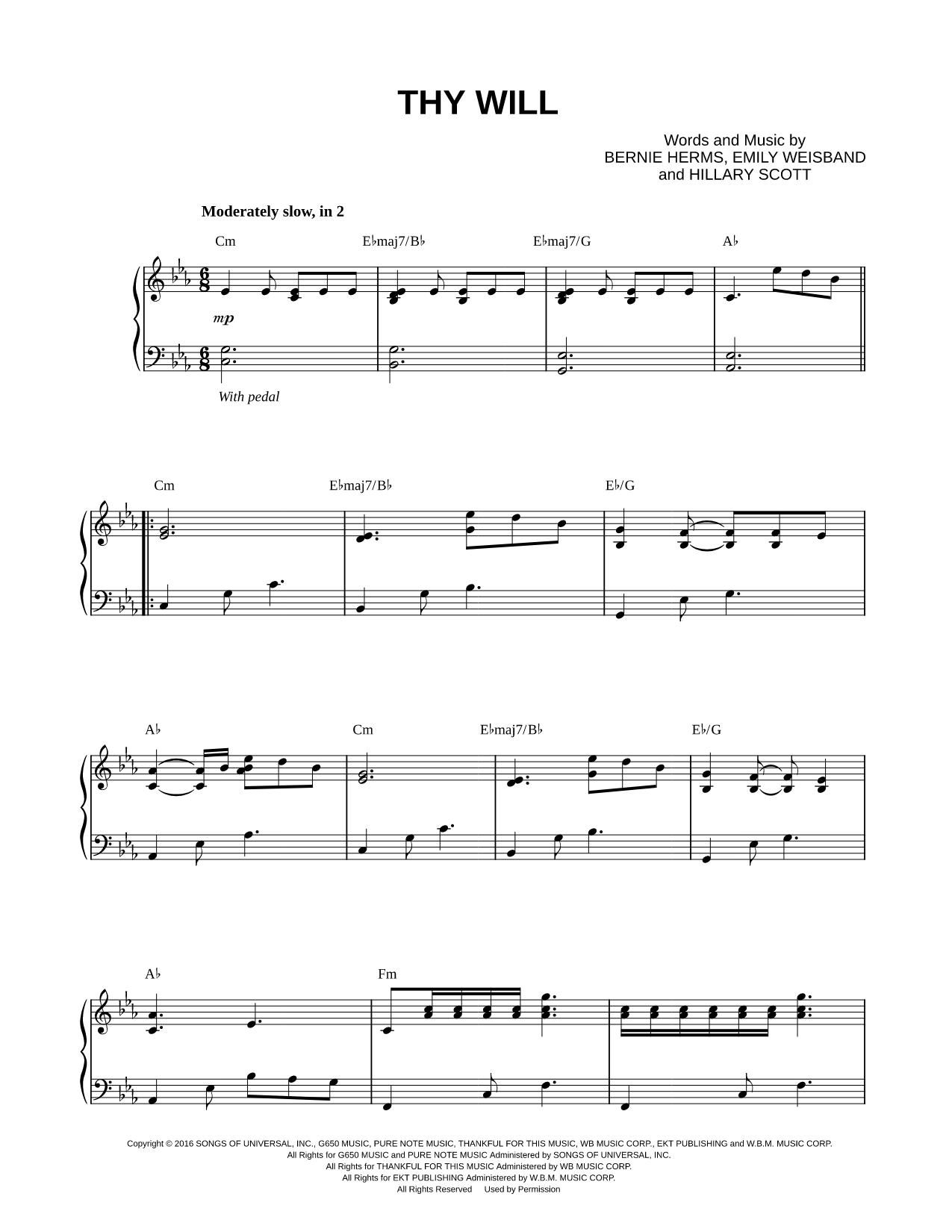 Thy Will Sheet Music — Piano Solo