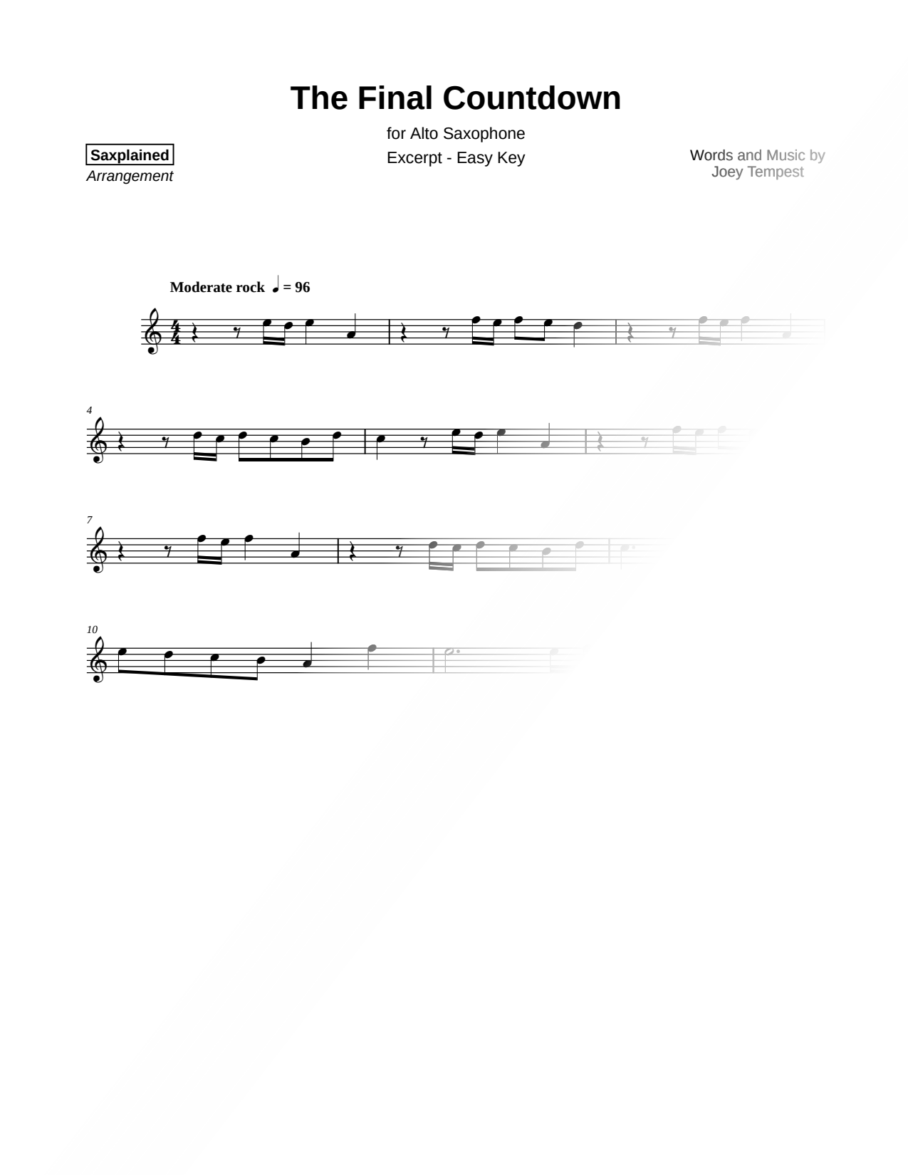The Final Countdown [excerpt - easy]