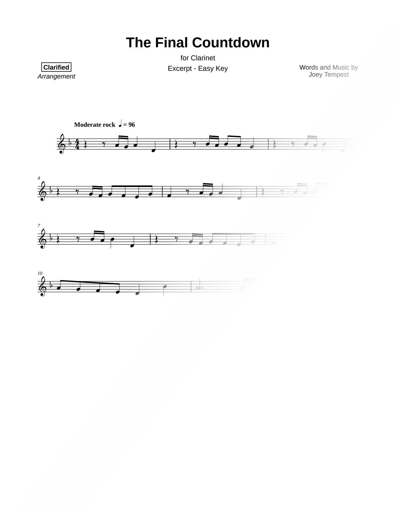 The Final Countdown [excerpt - easy]