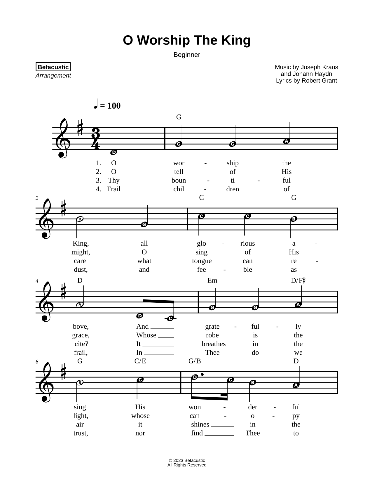 O Worship the King [beginner]
