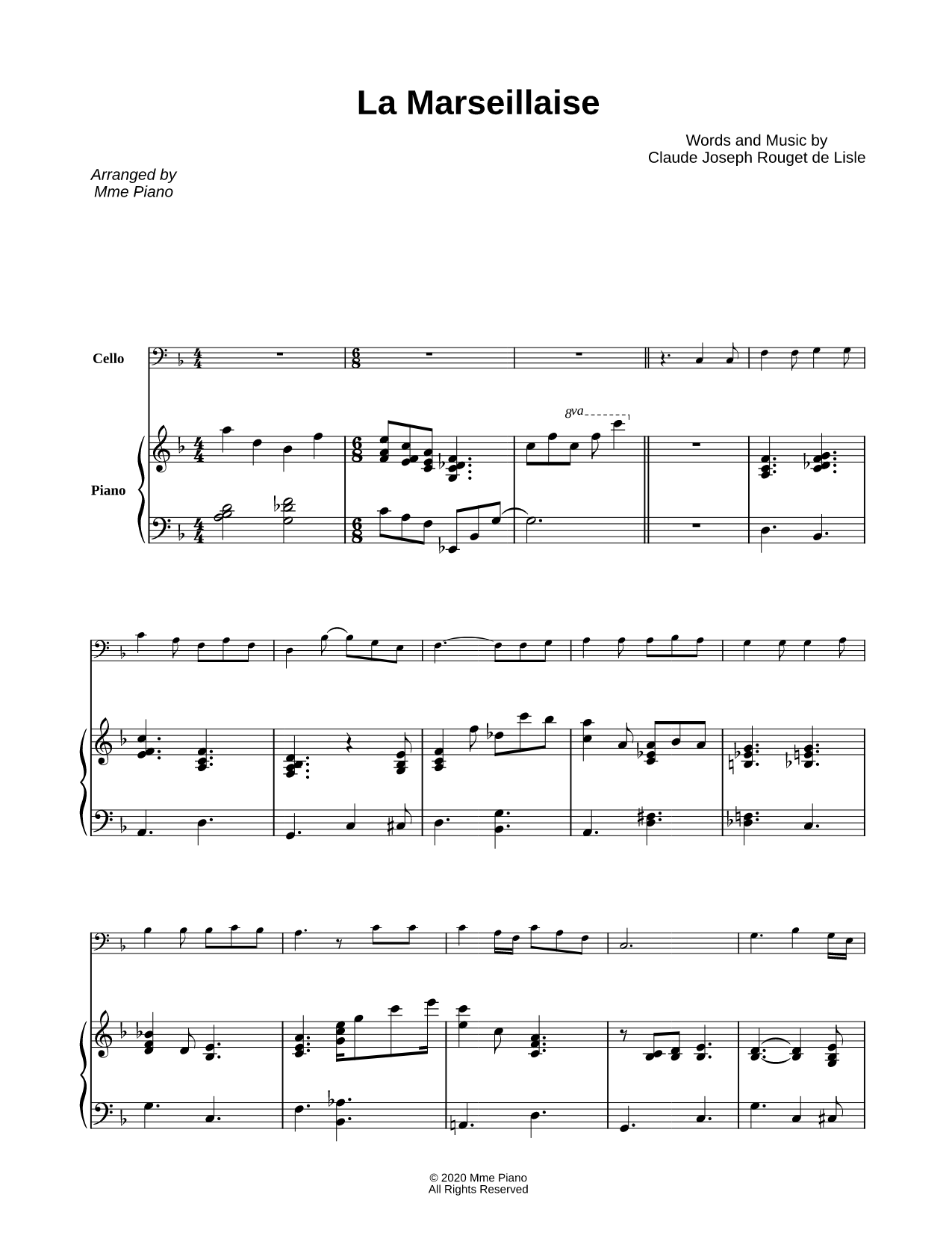 La Marseillaise - Cello & Piano