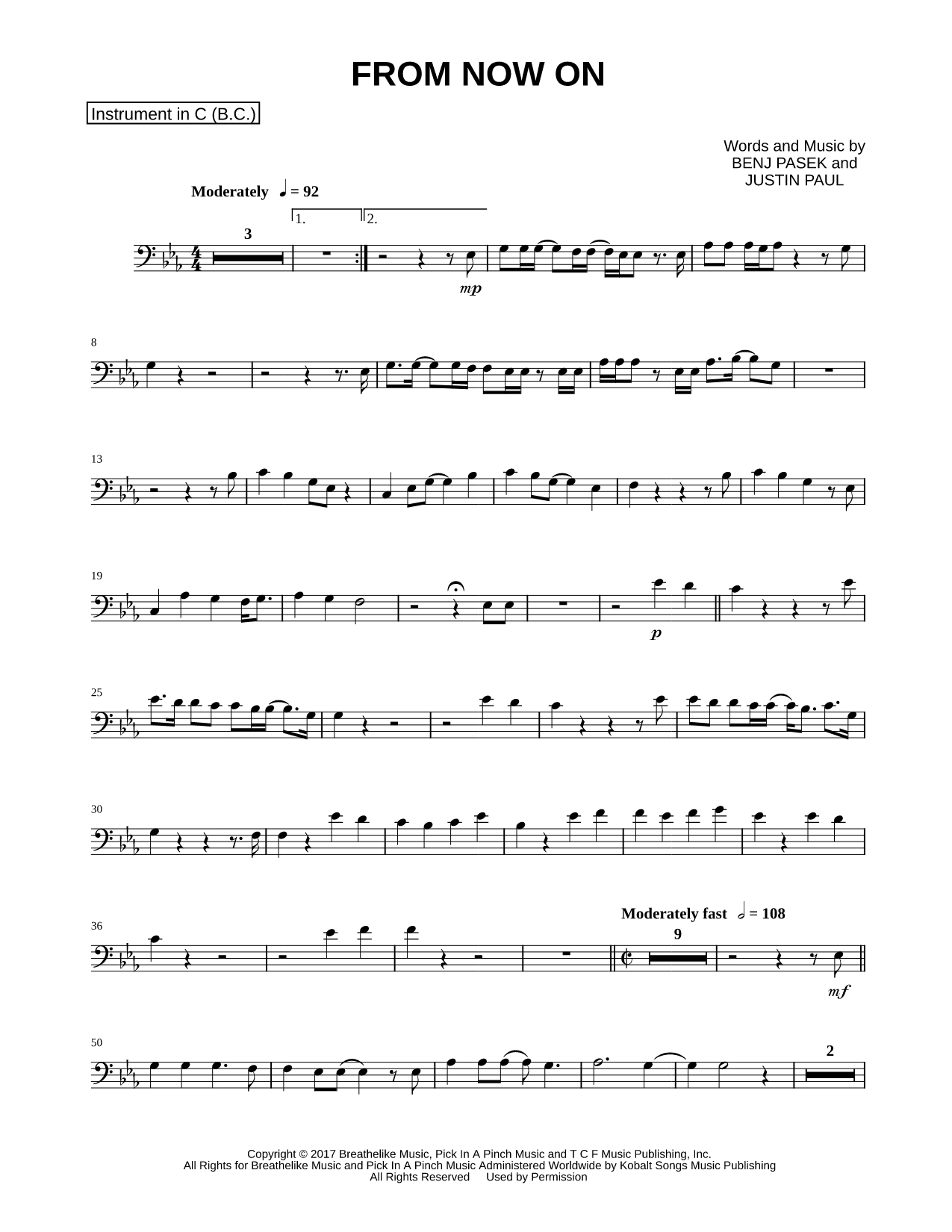 From Now On - Bass Clef Instrument