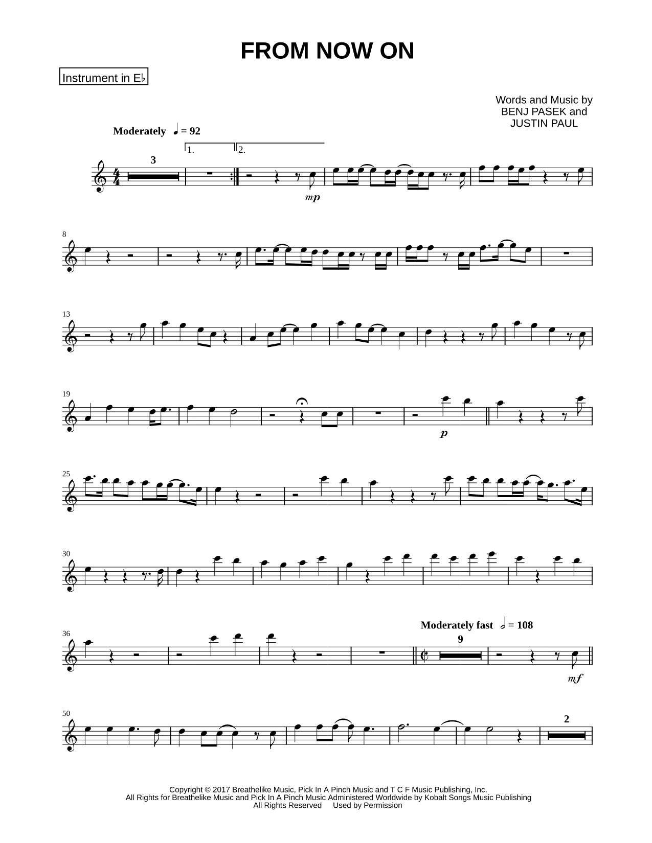From Now On - Eb Instrument