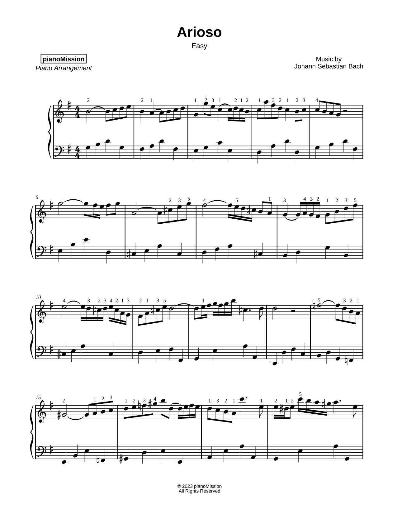 Arioso from Cantata BWV 156 [easy]