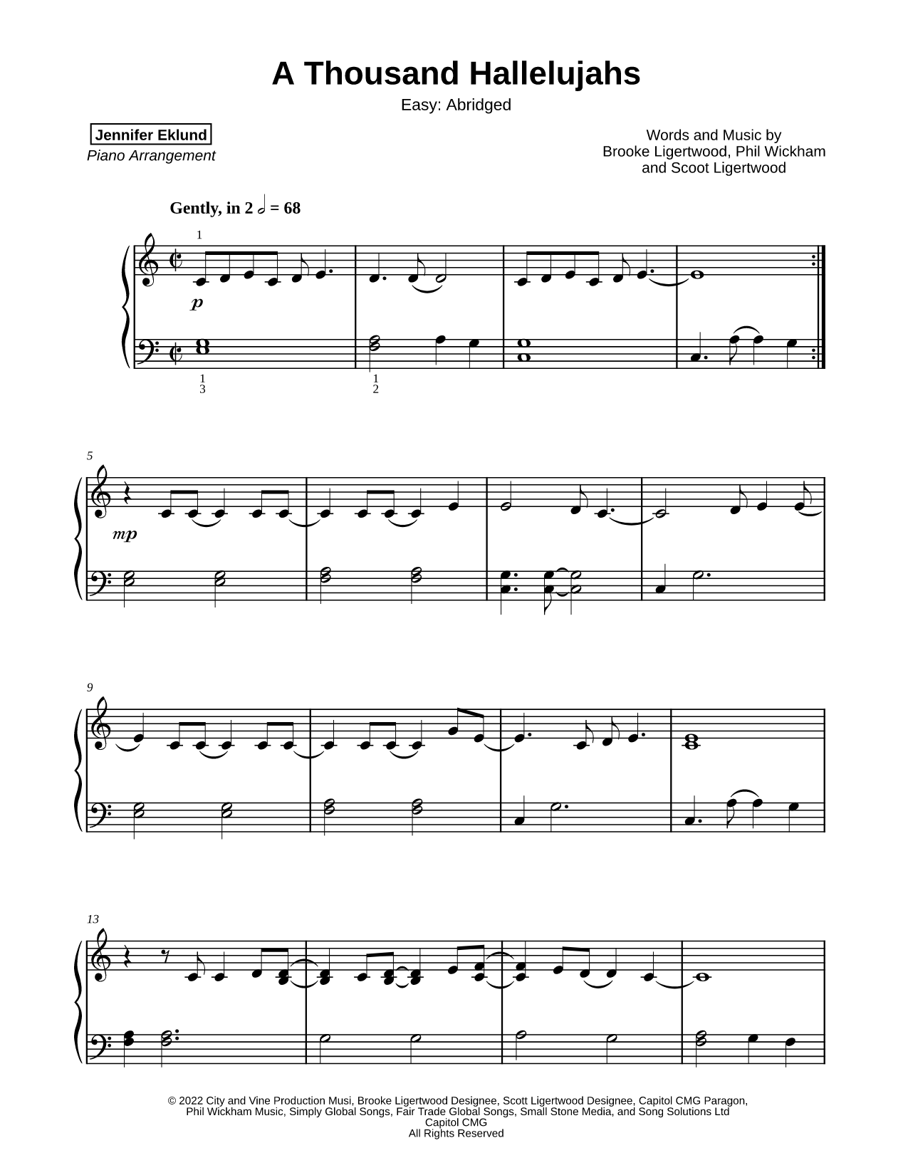 A Thousand Hallelujahs [easy - abridged]