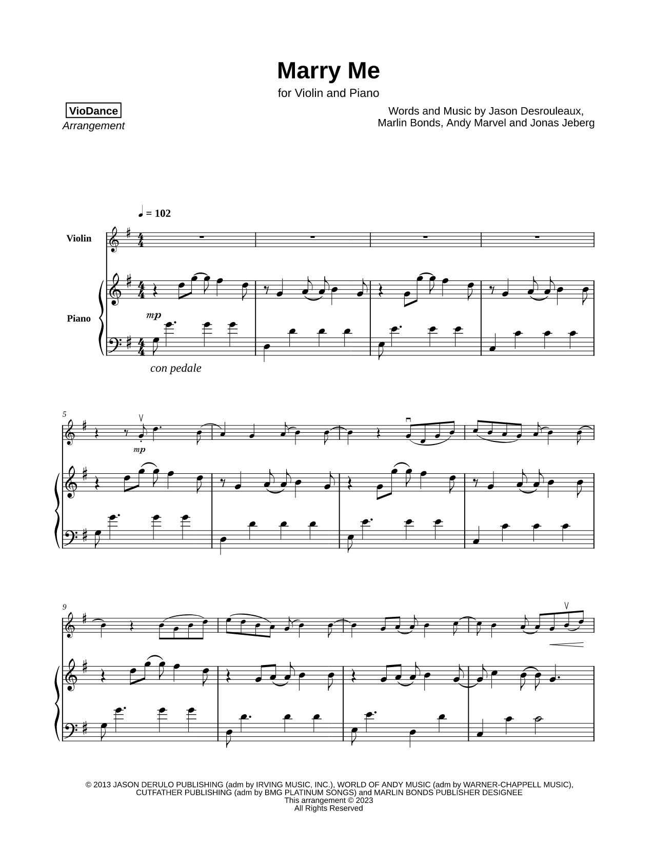 Marry Me - Violin & Piano