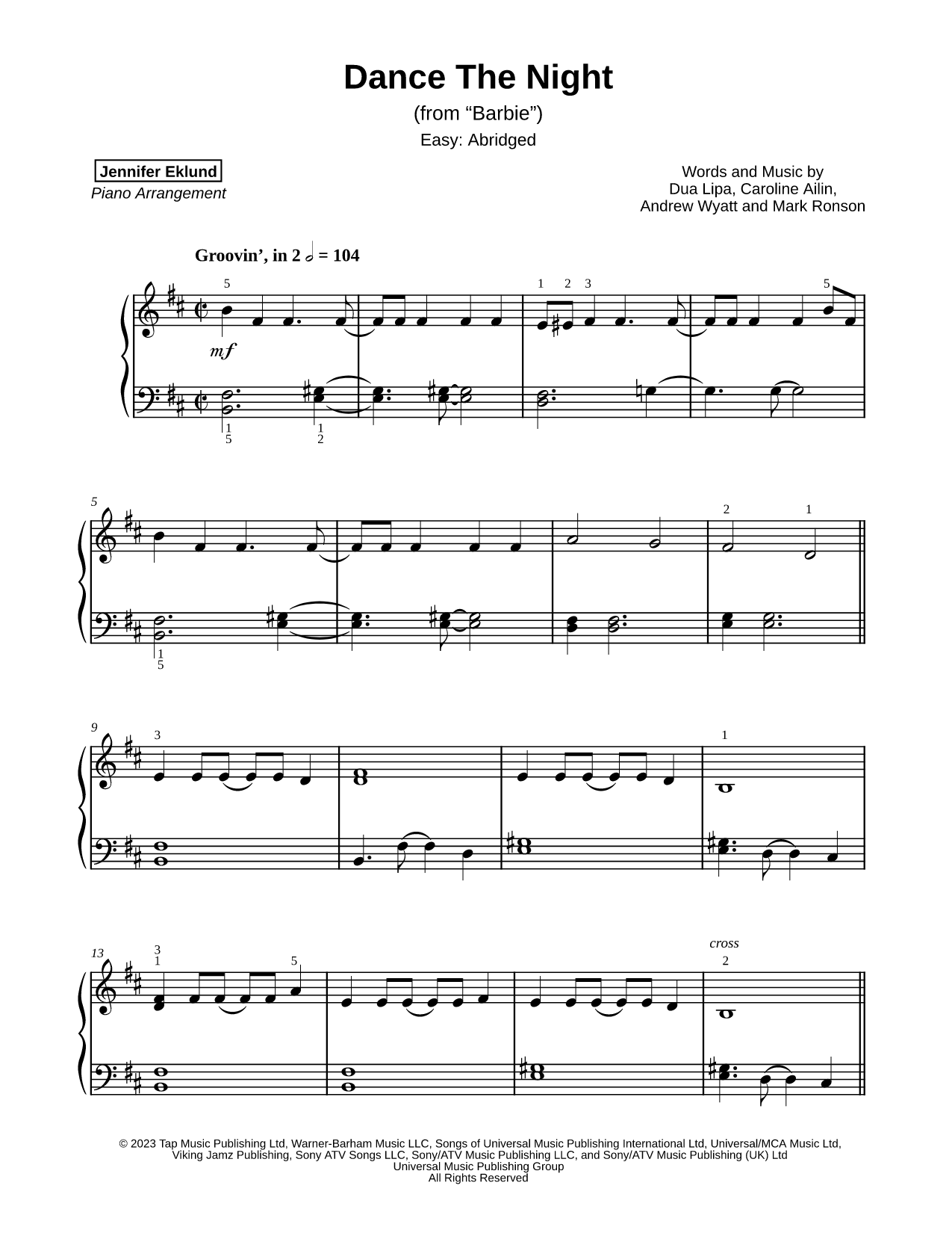 Dance the Night [easy - abridged]