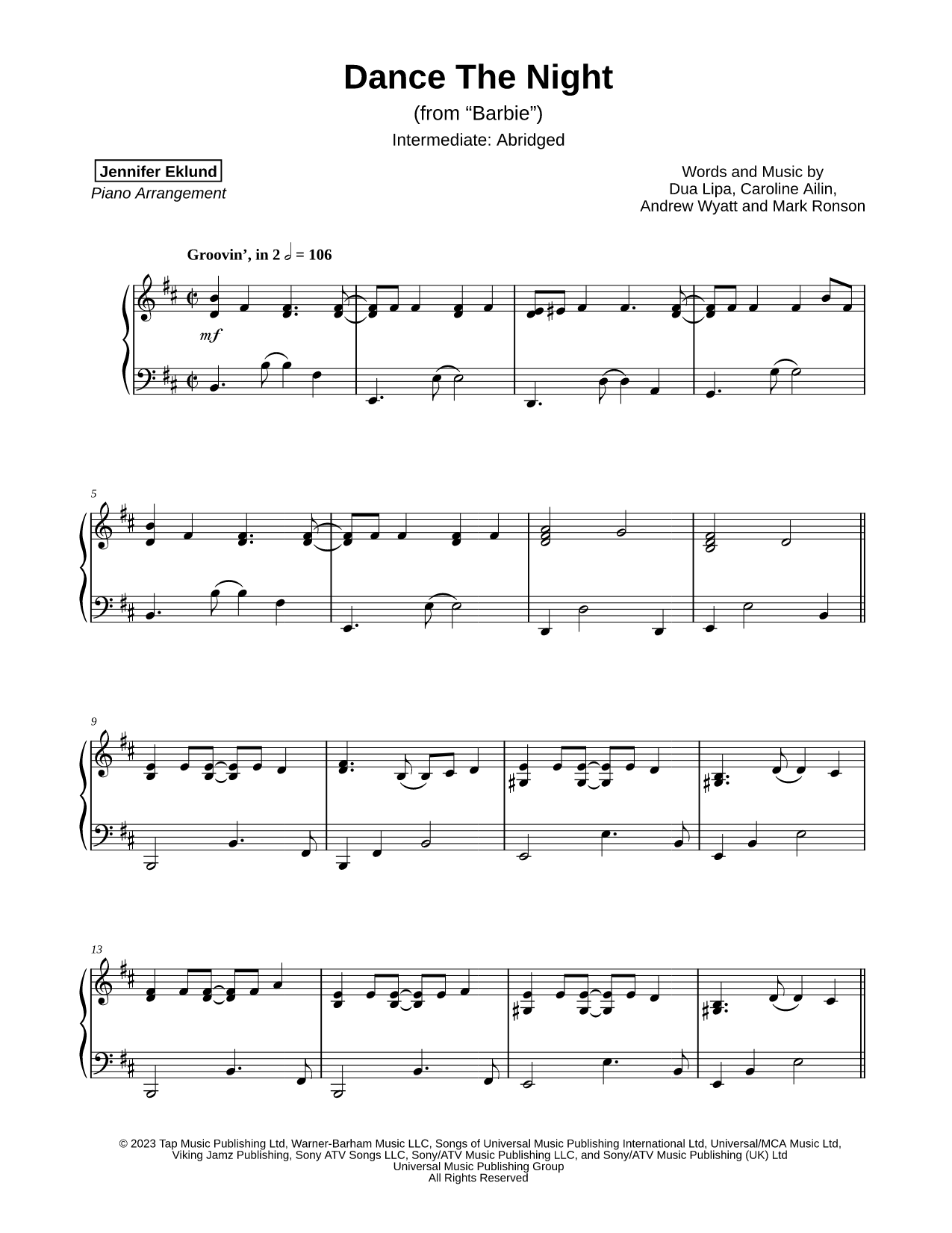 Dance the Night [intermediate - abridged]