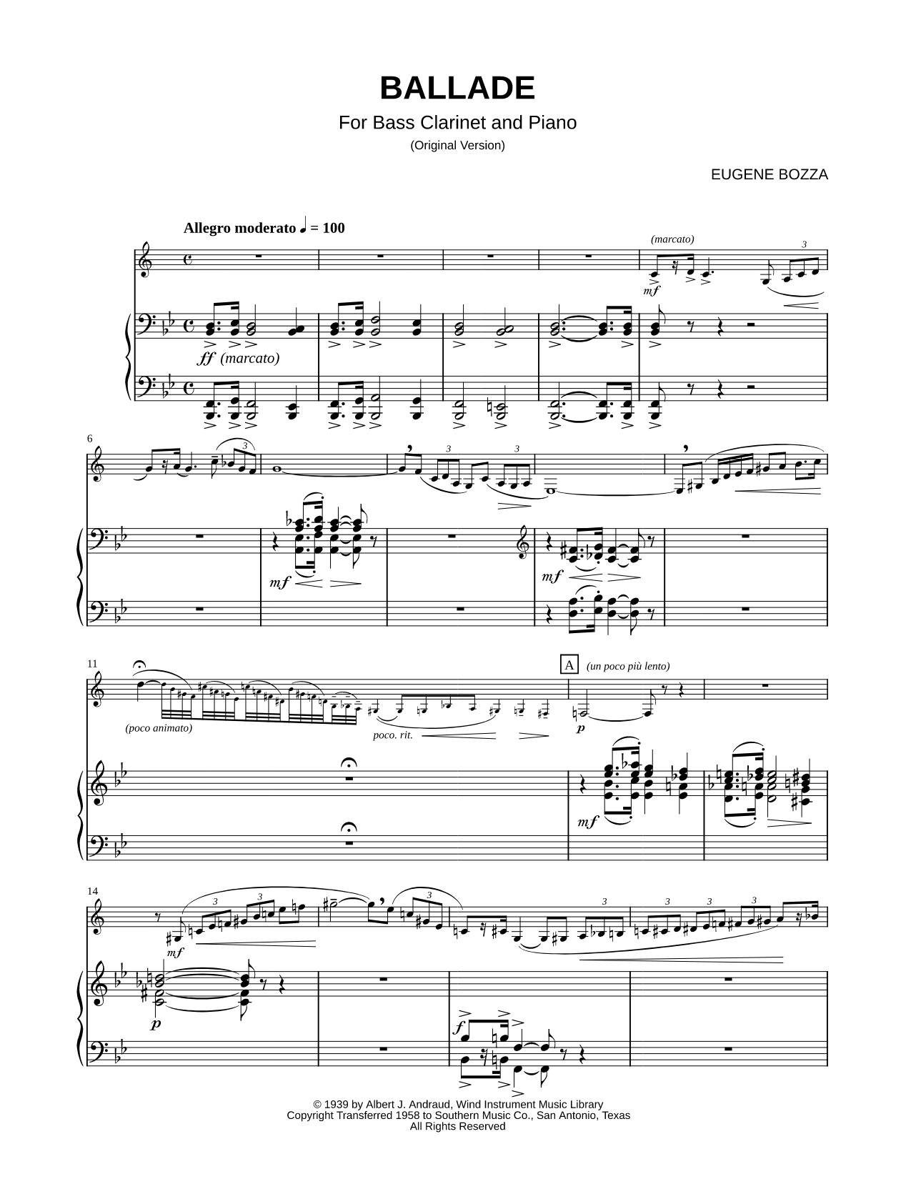 Ballade - Bass Clarinet & Piano