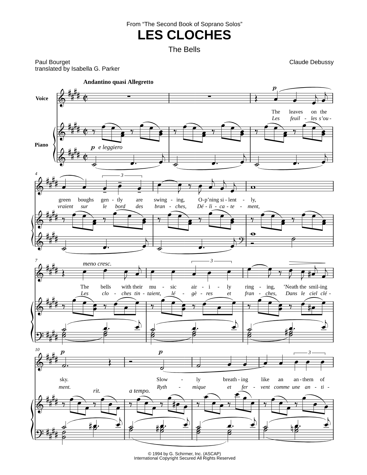 2 Romances, L. 79: II. The Bells (Les cloches)