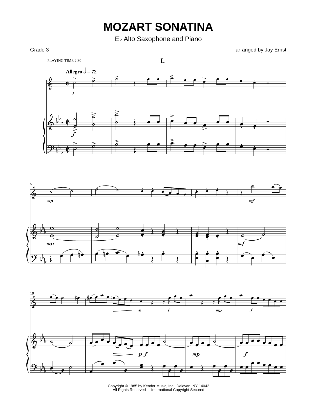 Mozart Sonatina - Alto Saxophone & Piano