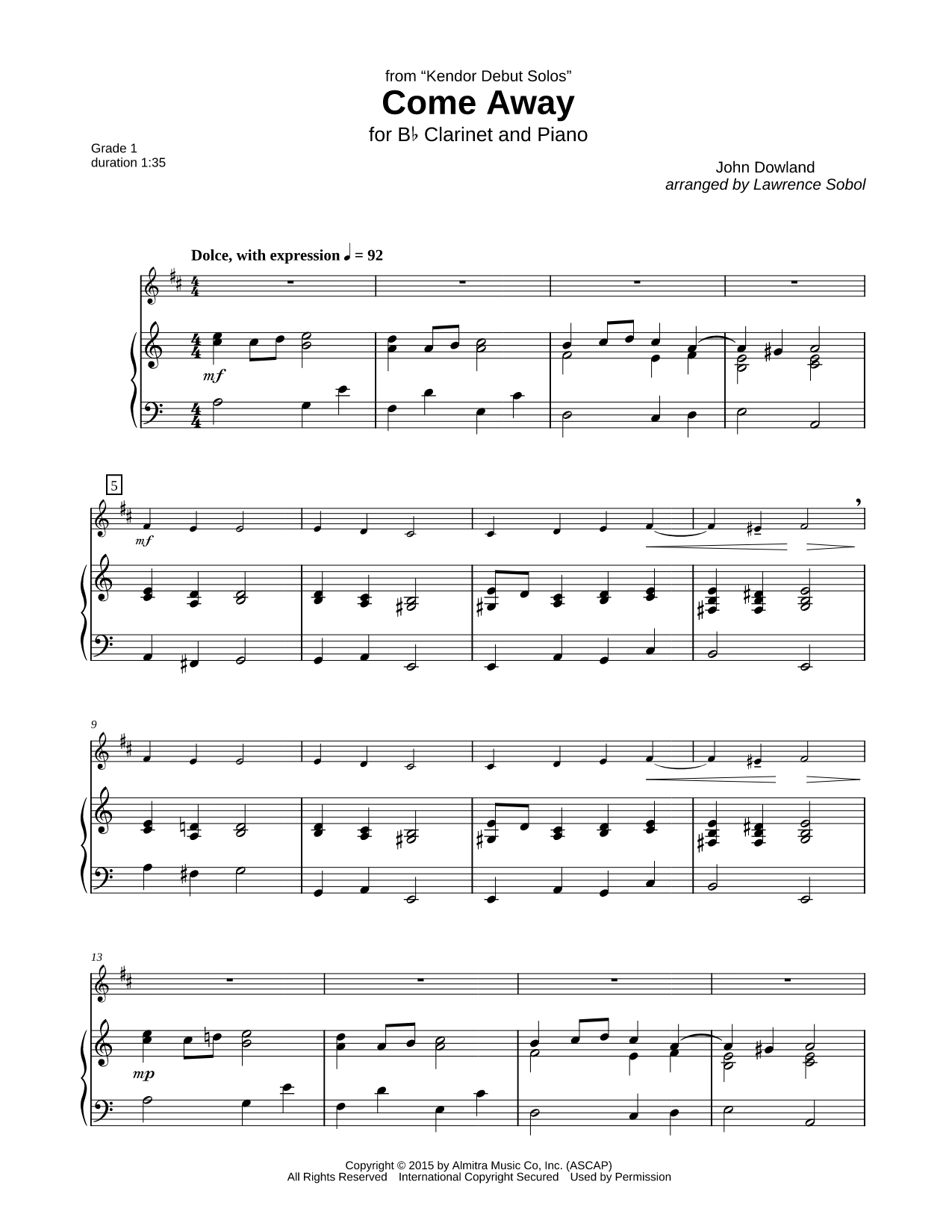 Come Away - Clarinet & Piano