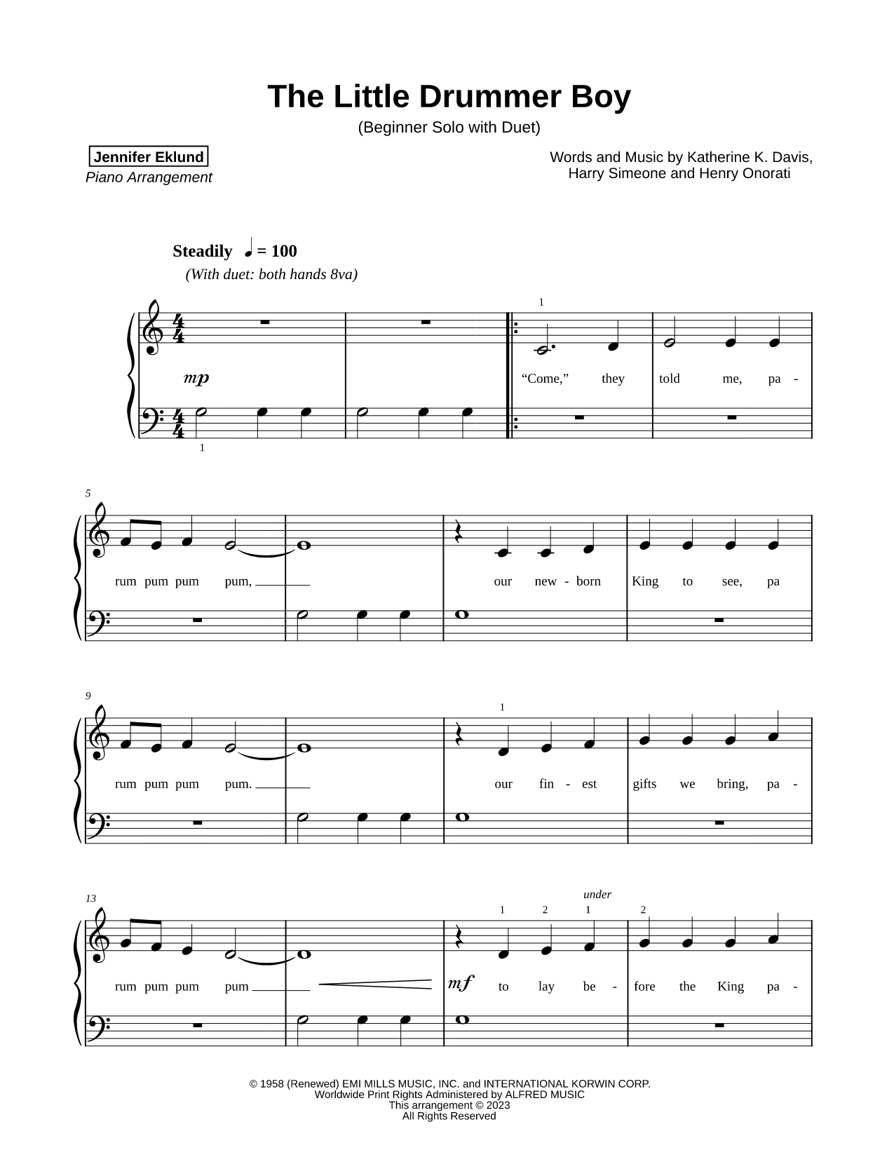 The Little Drummer Boy [beginner solo with duet]