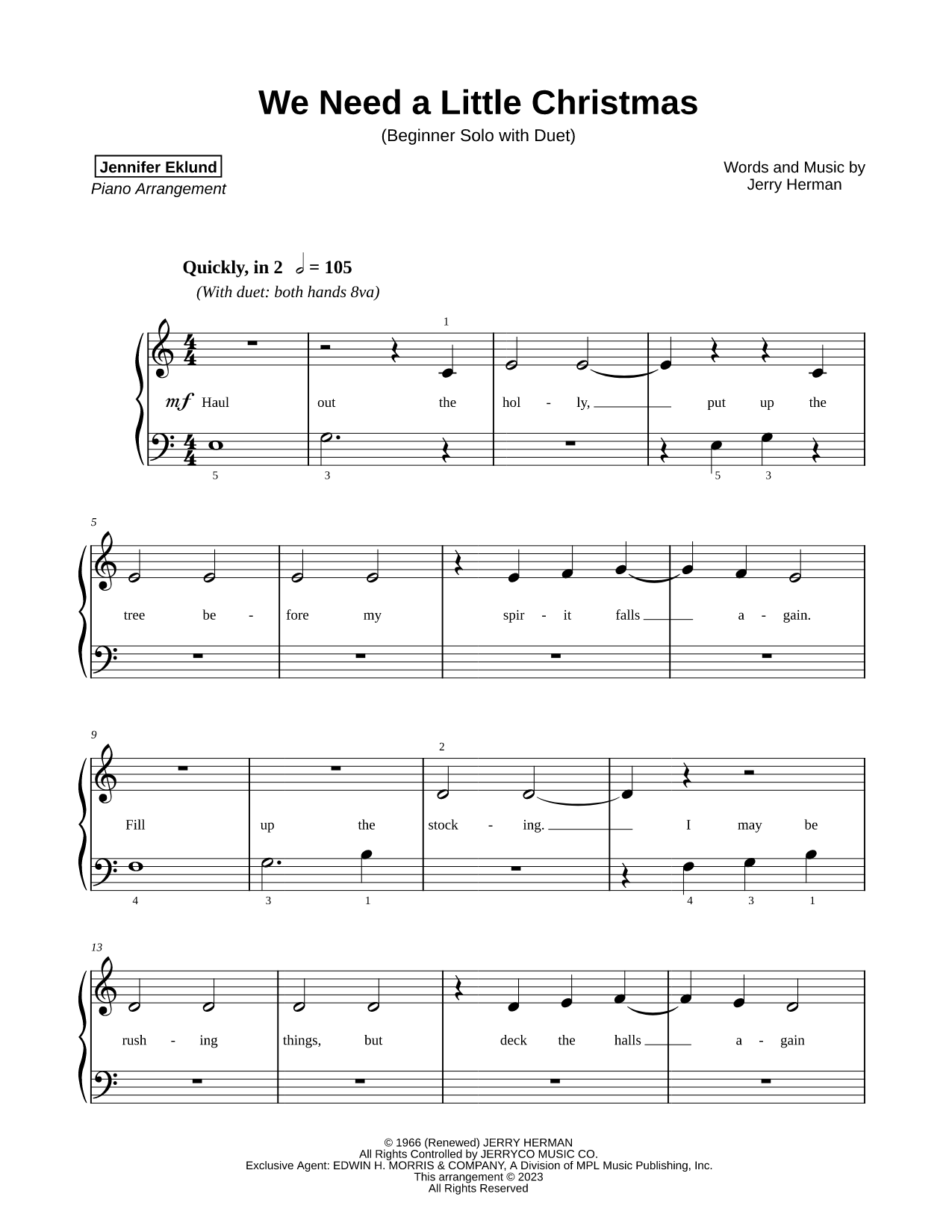 We Need a Little Christmas [beginner solo with duet]