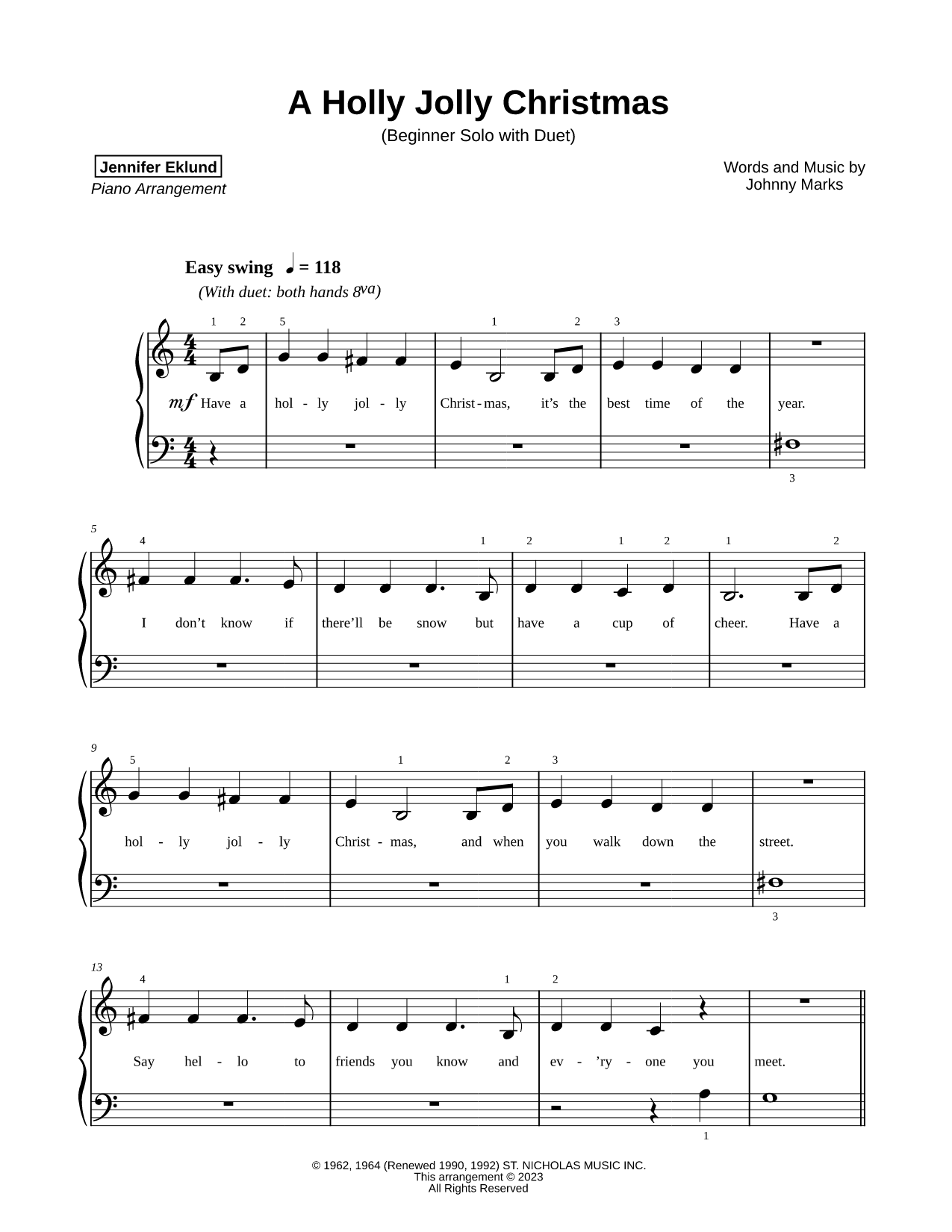 A Holly Jolly Christmas [beginner solo with duet]