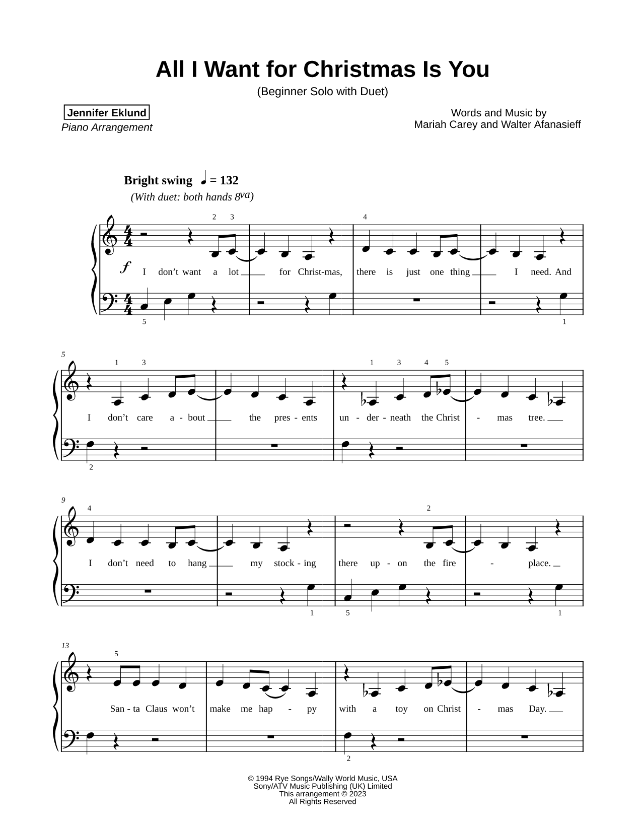 All I Want for Christmas Is You [beginner solo with duet]