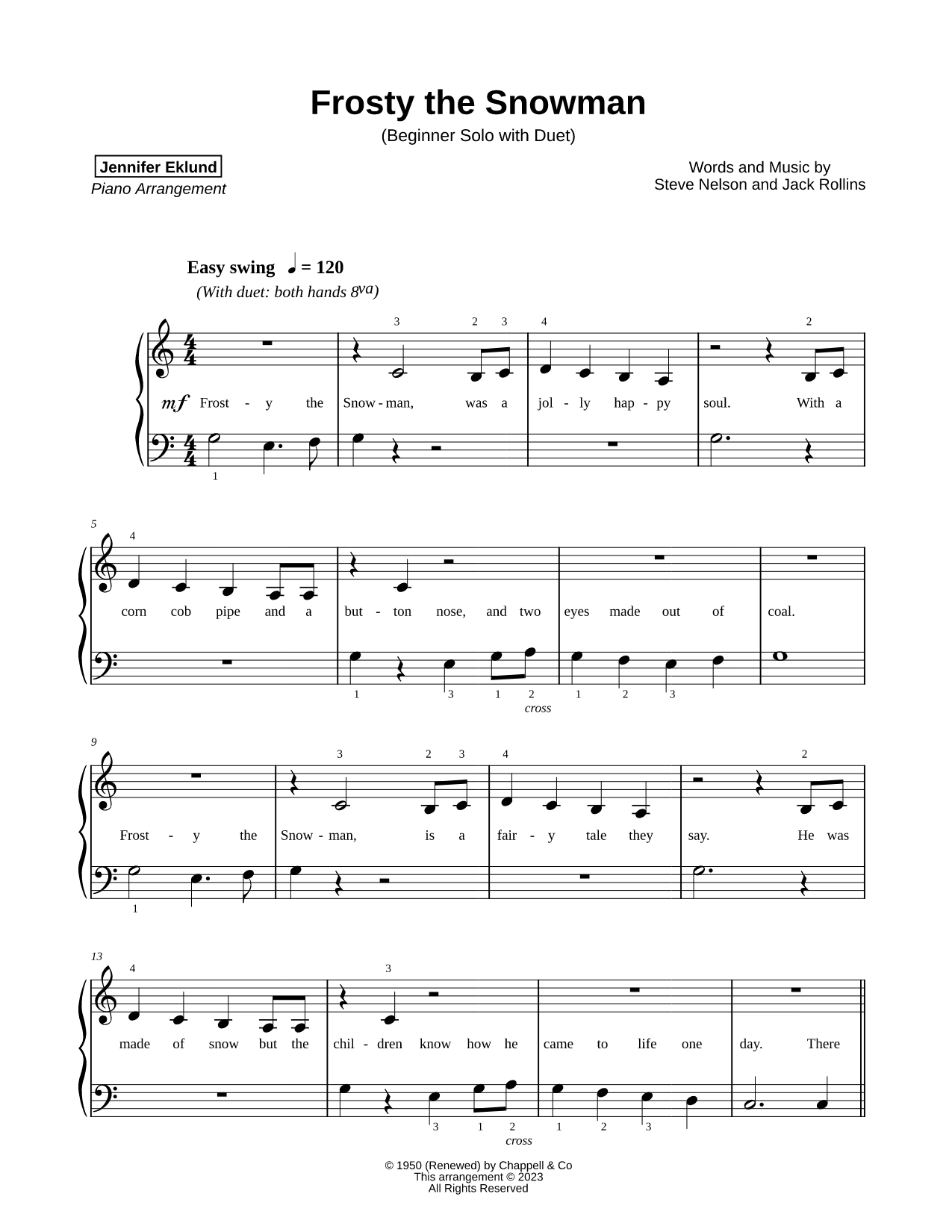 Frosty the Snowman [beginner solo with duet]