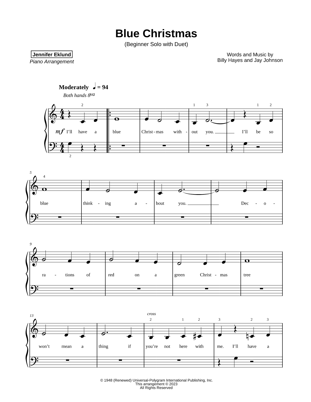Blue Christmas [beginner solo with duet]