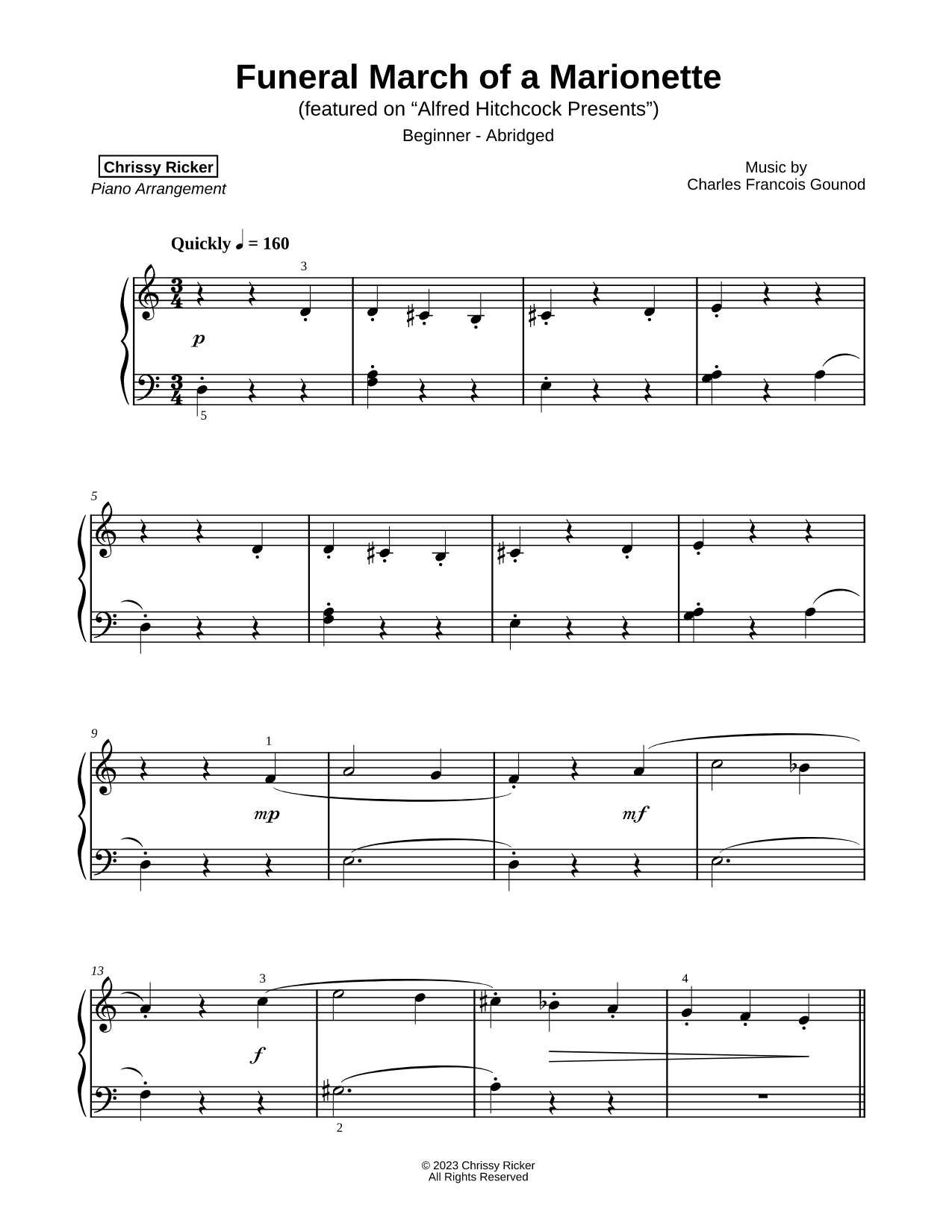 Funeral March of a Marionette [beginner - abridged]
