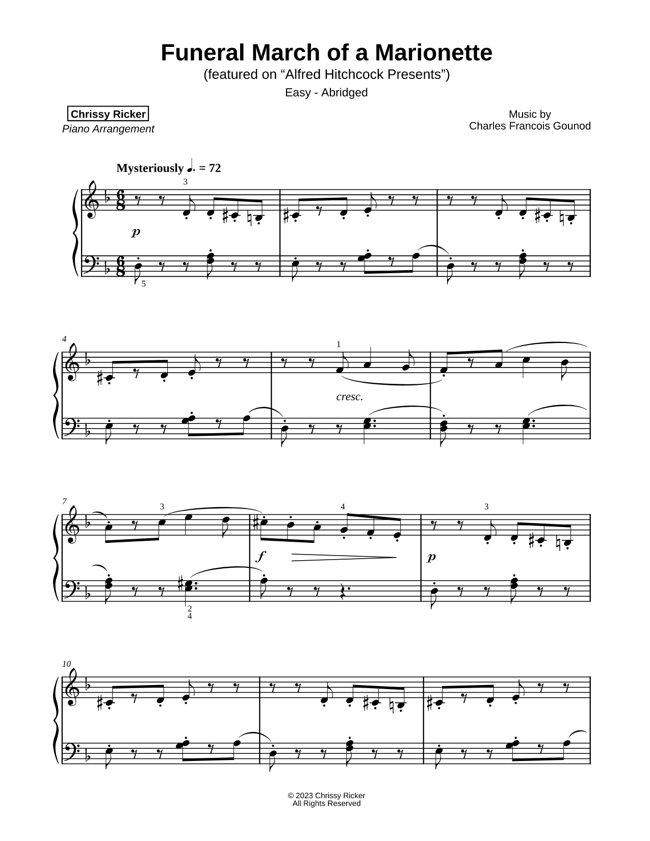 Funeral March of a Marionette [easy - abridged]