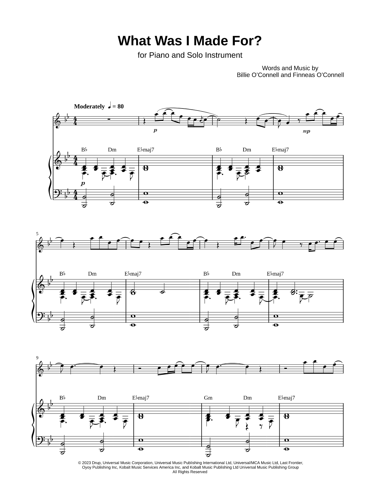 What Was I Made For? - Piano Accompaniment
