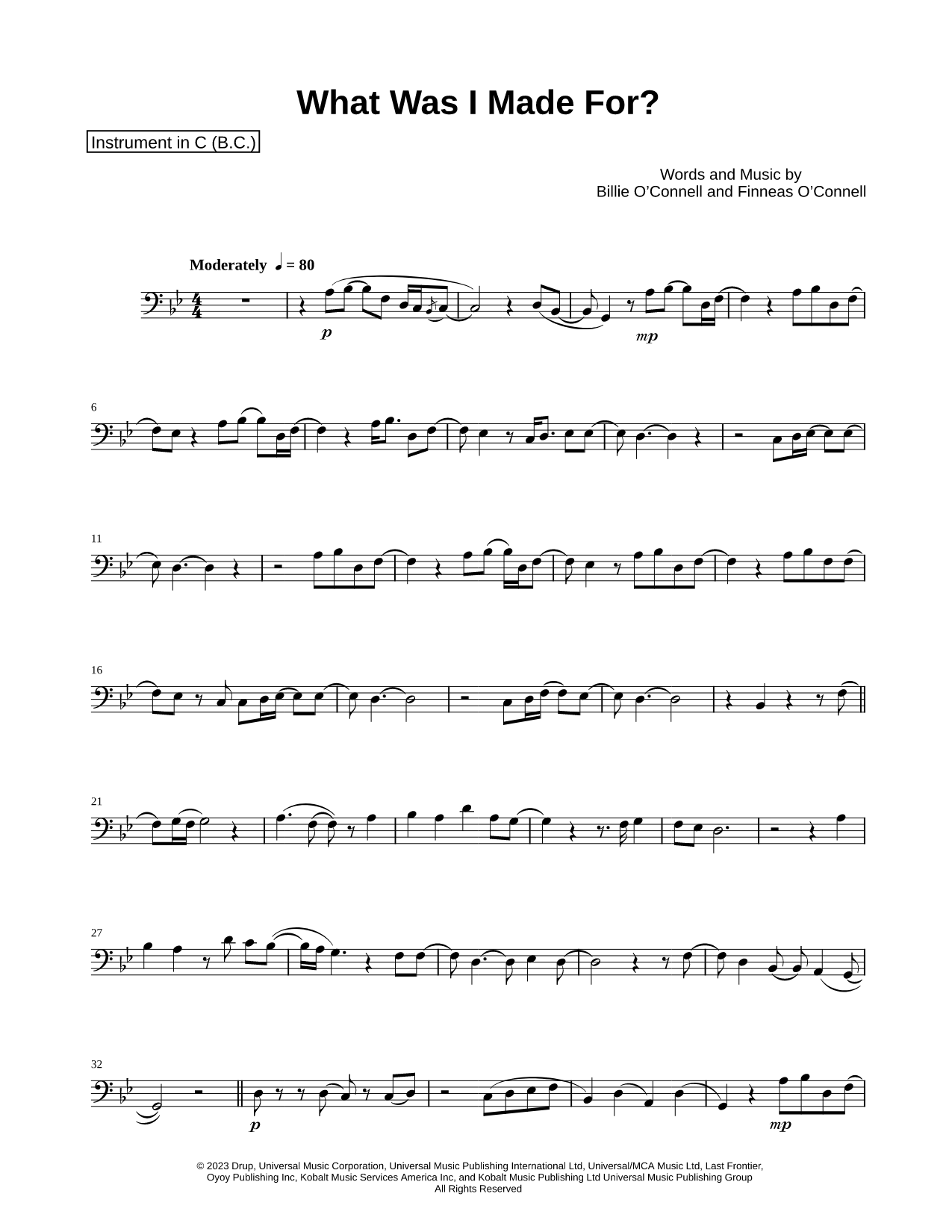 What Was I Made For? - Bass Clef Instrument