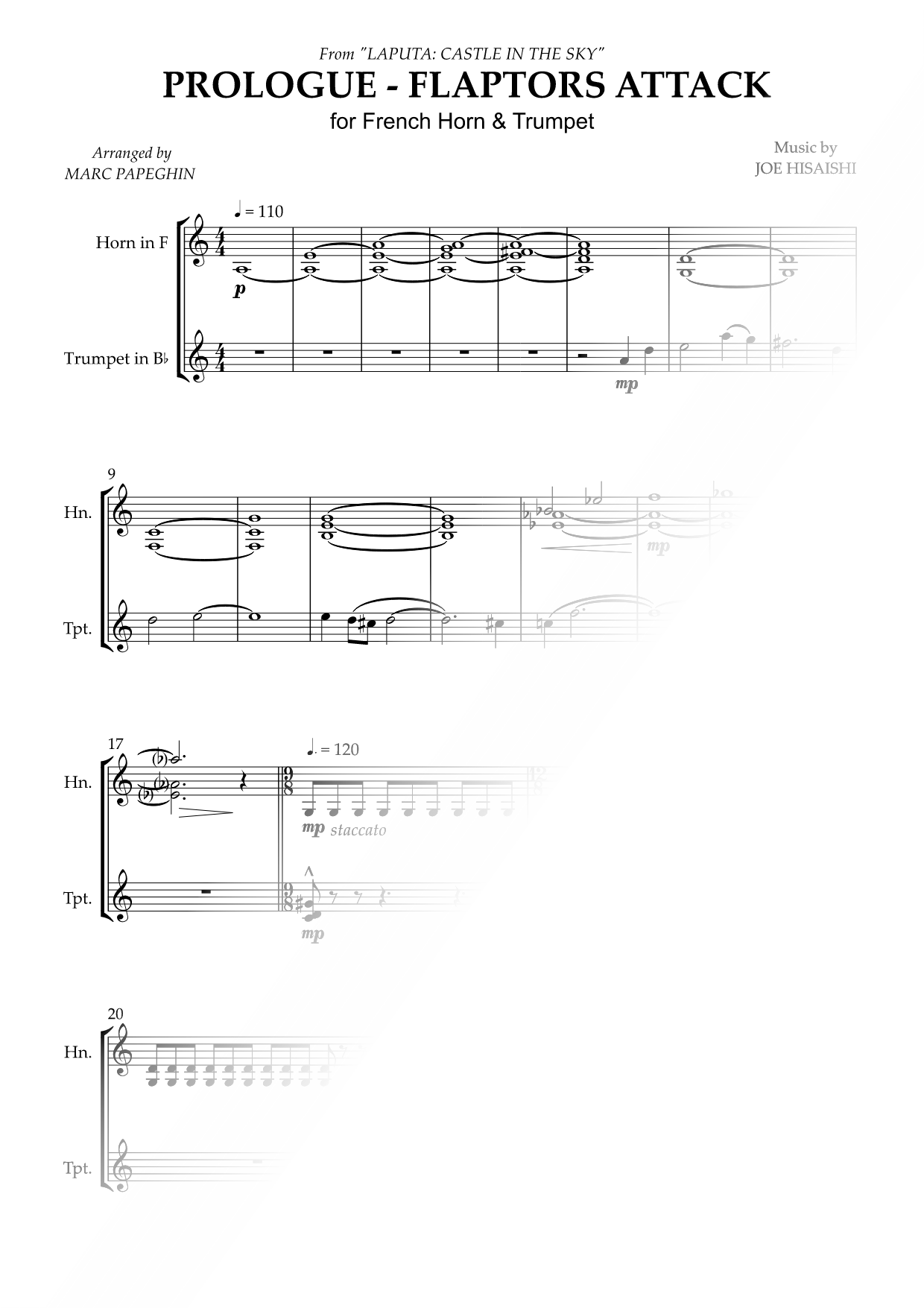 Prologue / Flaptors Attack - French Horn & Trumpet