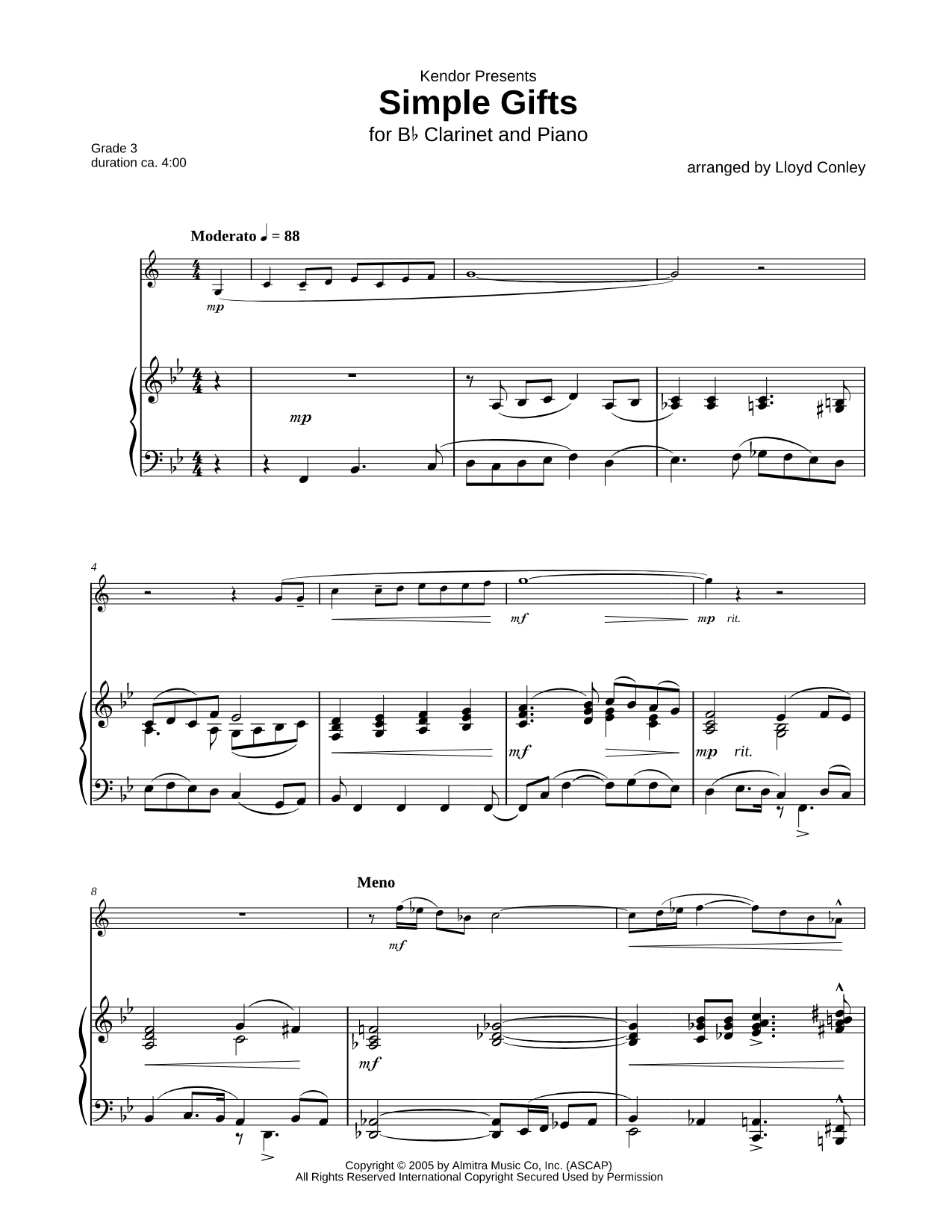 Simple Gifts - Clarinet & Piano