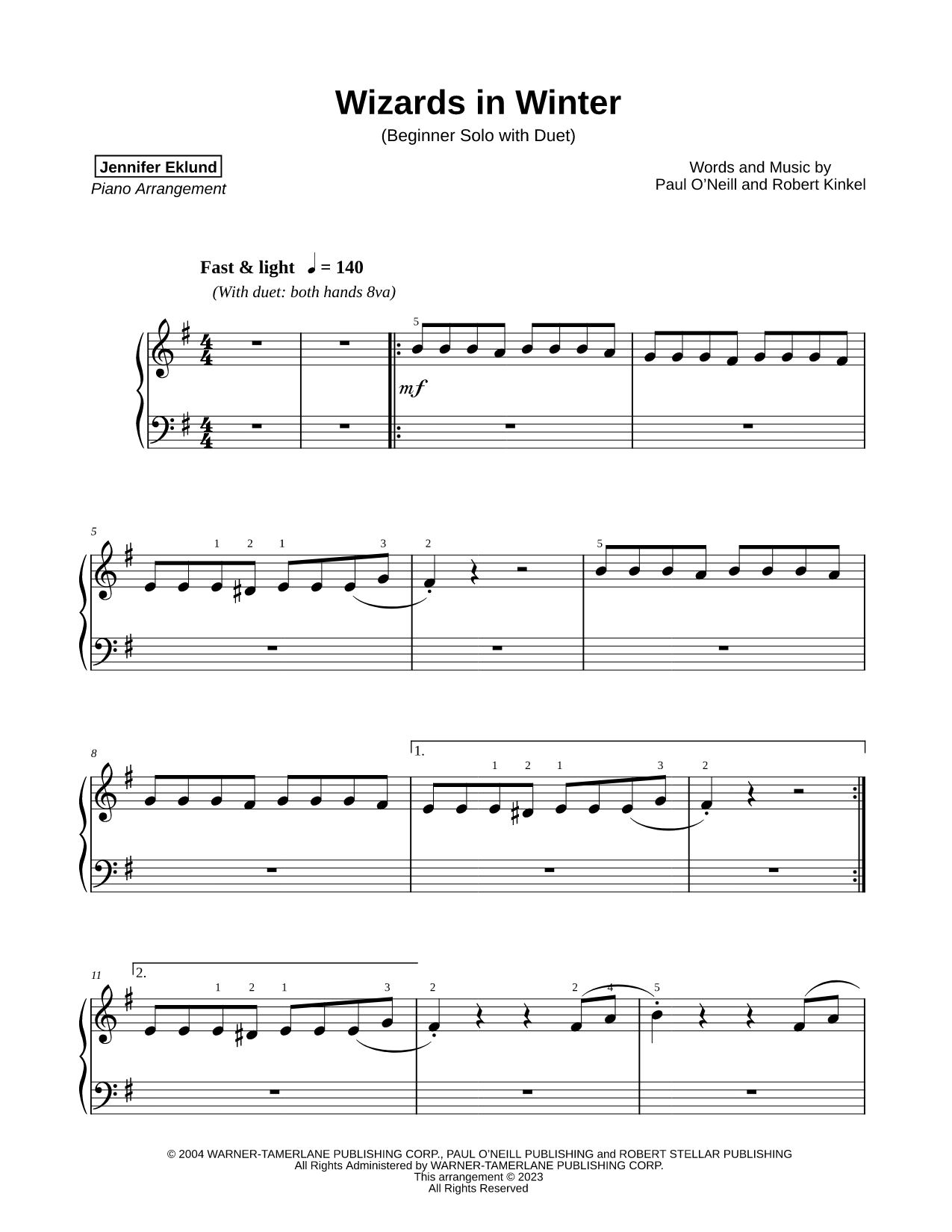 Wizards in Winter [beginner solo with duet]