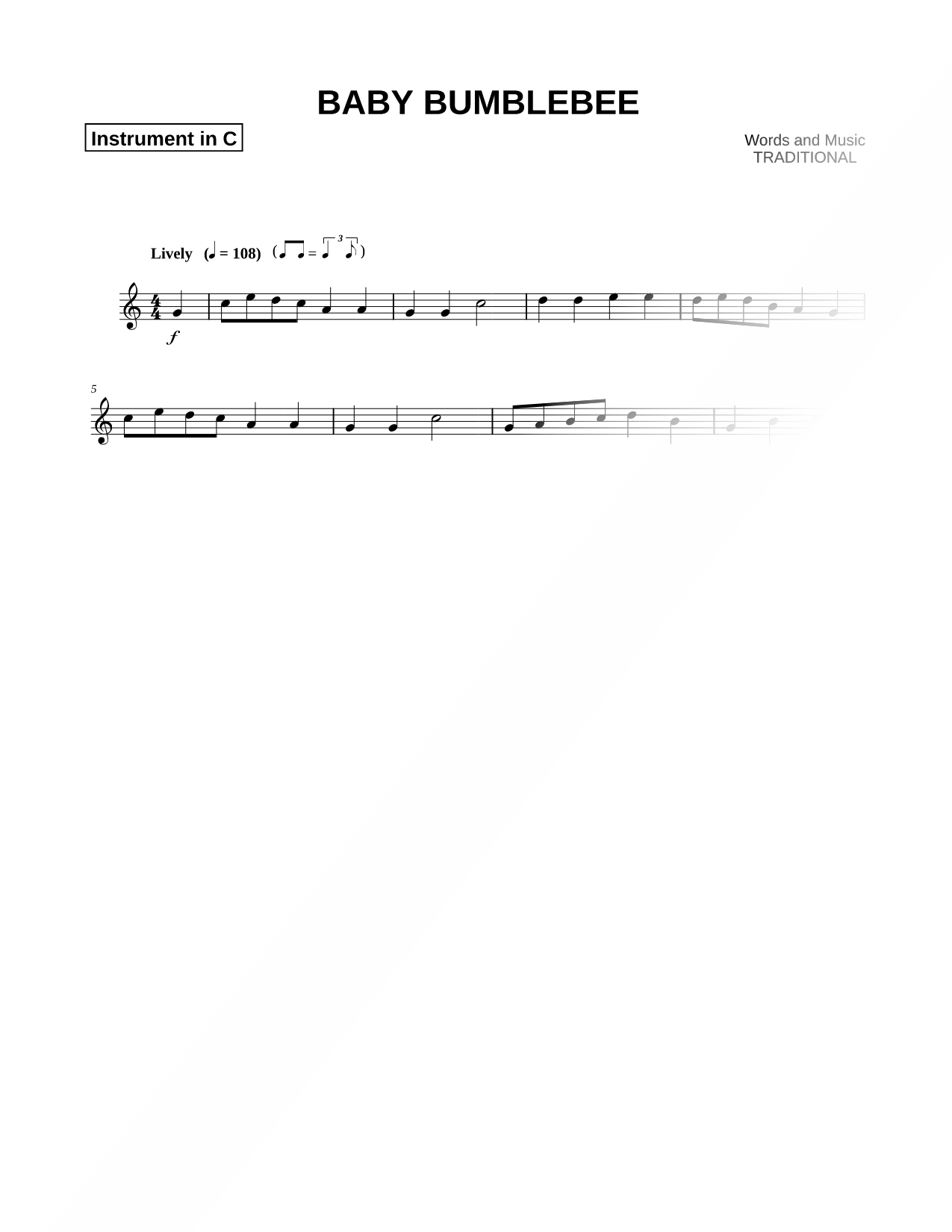 Baby Bumblebee - C Instrument