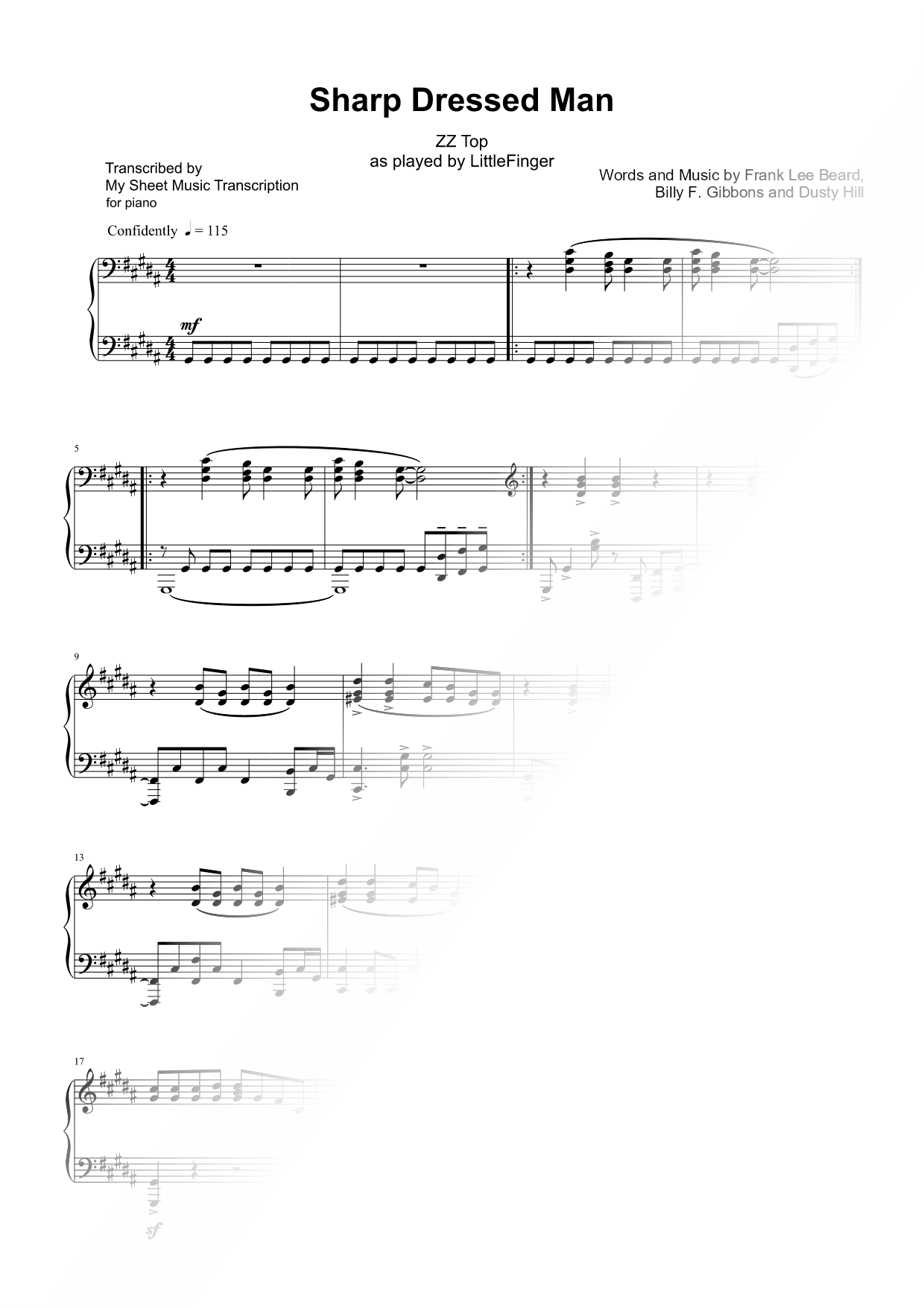 Sharp Dressed Man (LittleFinger) Sheet Music — Piano Solo