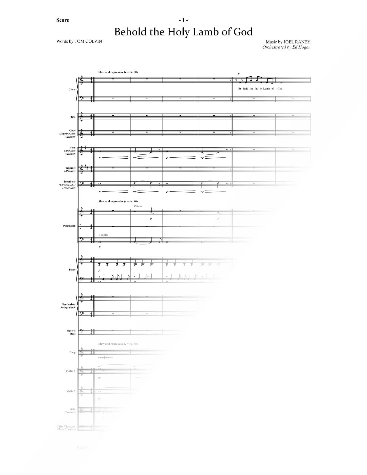 Behold the Holy Lamb of God [Orchestral Parts]