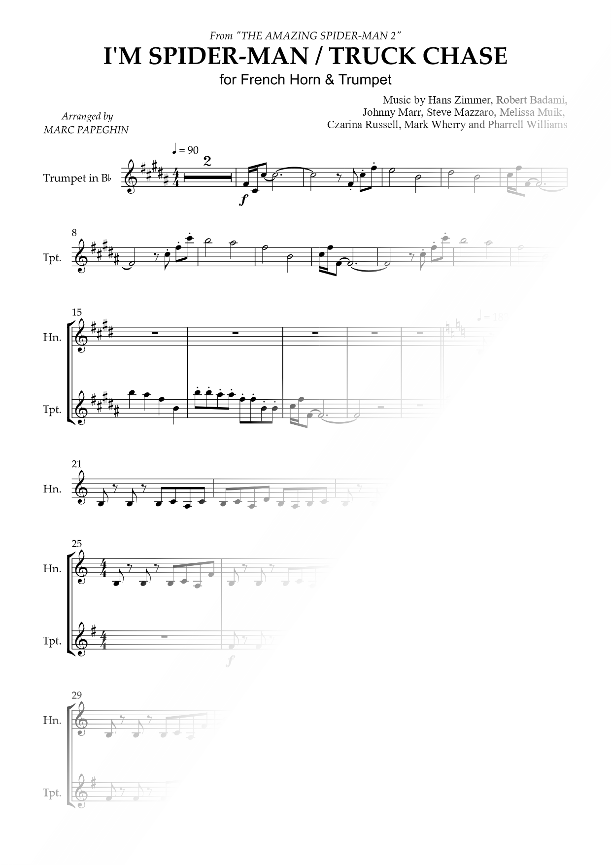 I'm Spider-Man & Truck Chase - French Horn & Trumpet