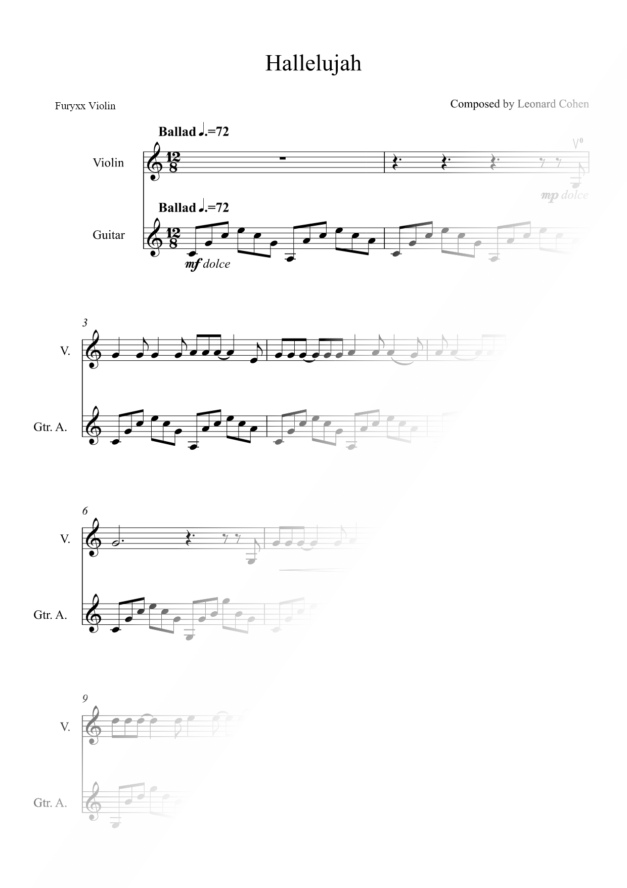 Hallelujah - Violin & Guitar