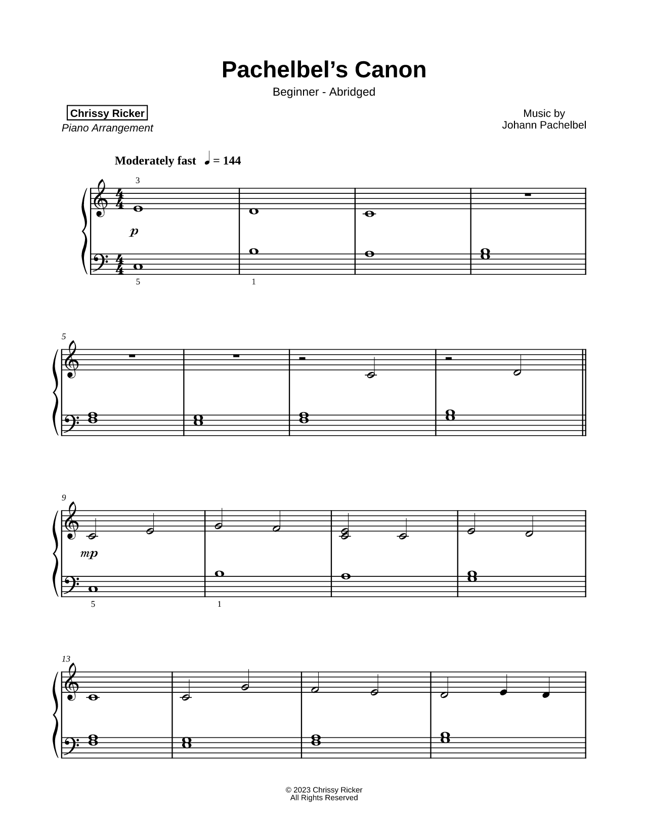Pachelbel's Canon [beginner - abridged]