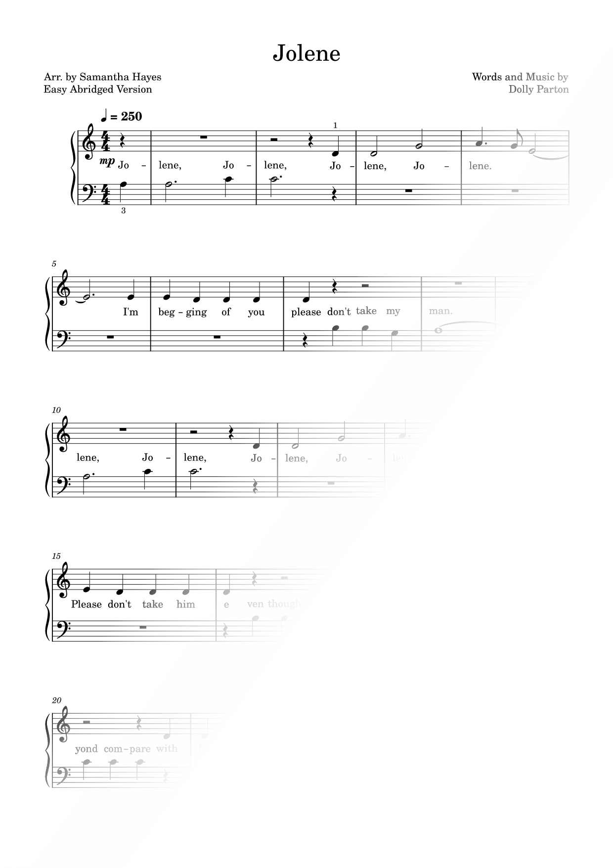 Jolene [easy - abridged]