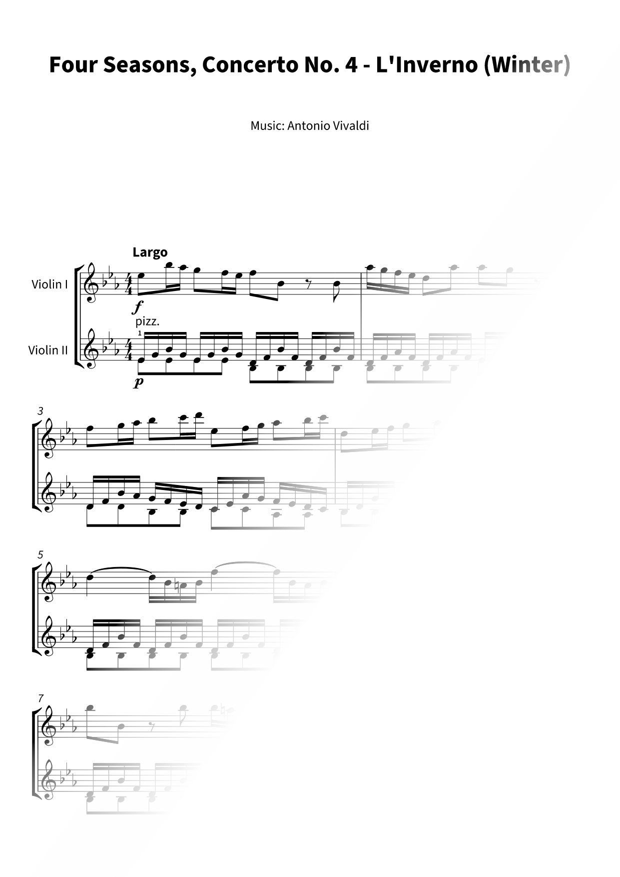 Winter from the Four Seasons (Largo) - Violin Duet