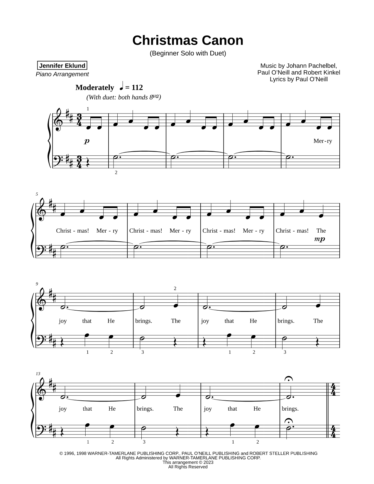 Christmas Canon [beginner solo with duet]
