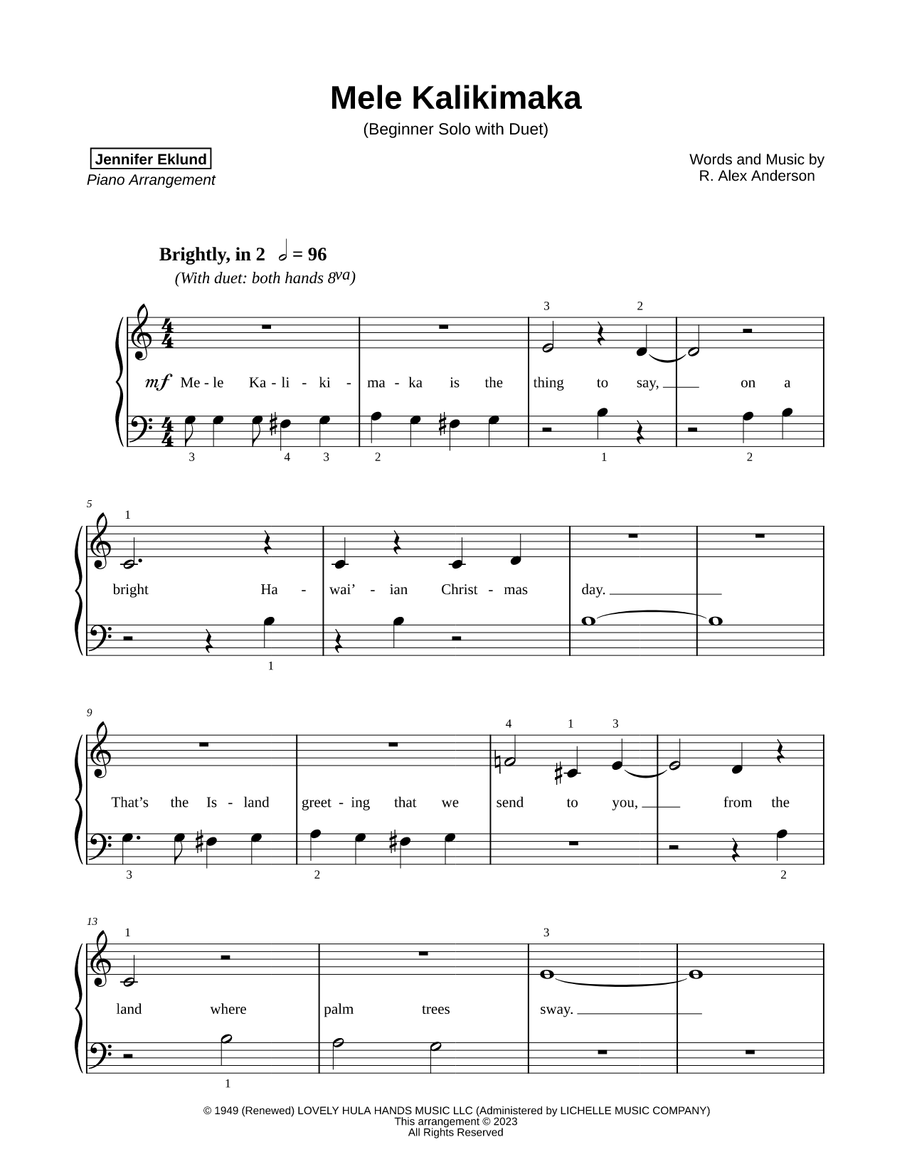 Mele Kalikimaka [beginner solo with duet]