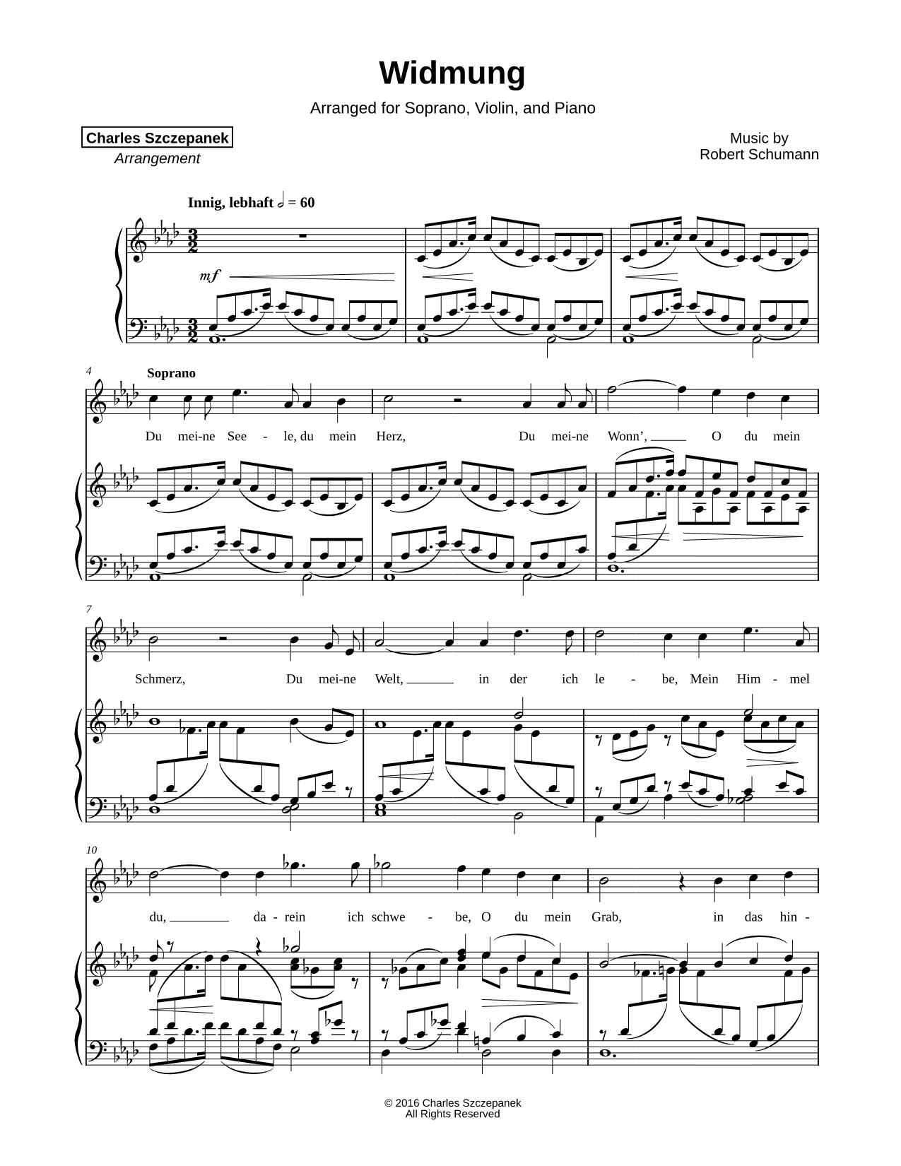 Widmung - Soprano, Violin & Piano