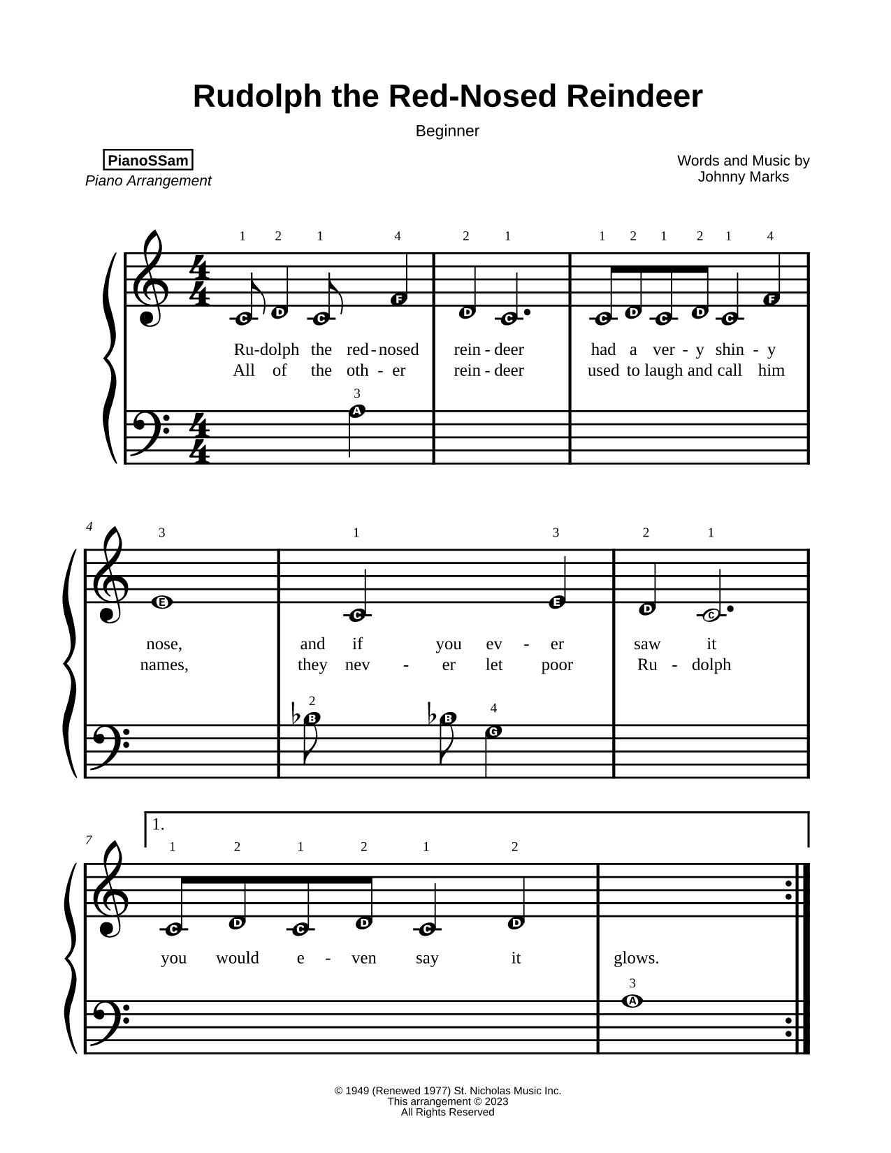 Rudolph the Red-Nosed Reindeer [beginner]