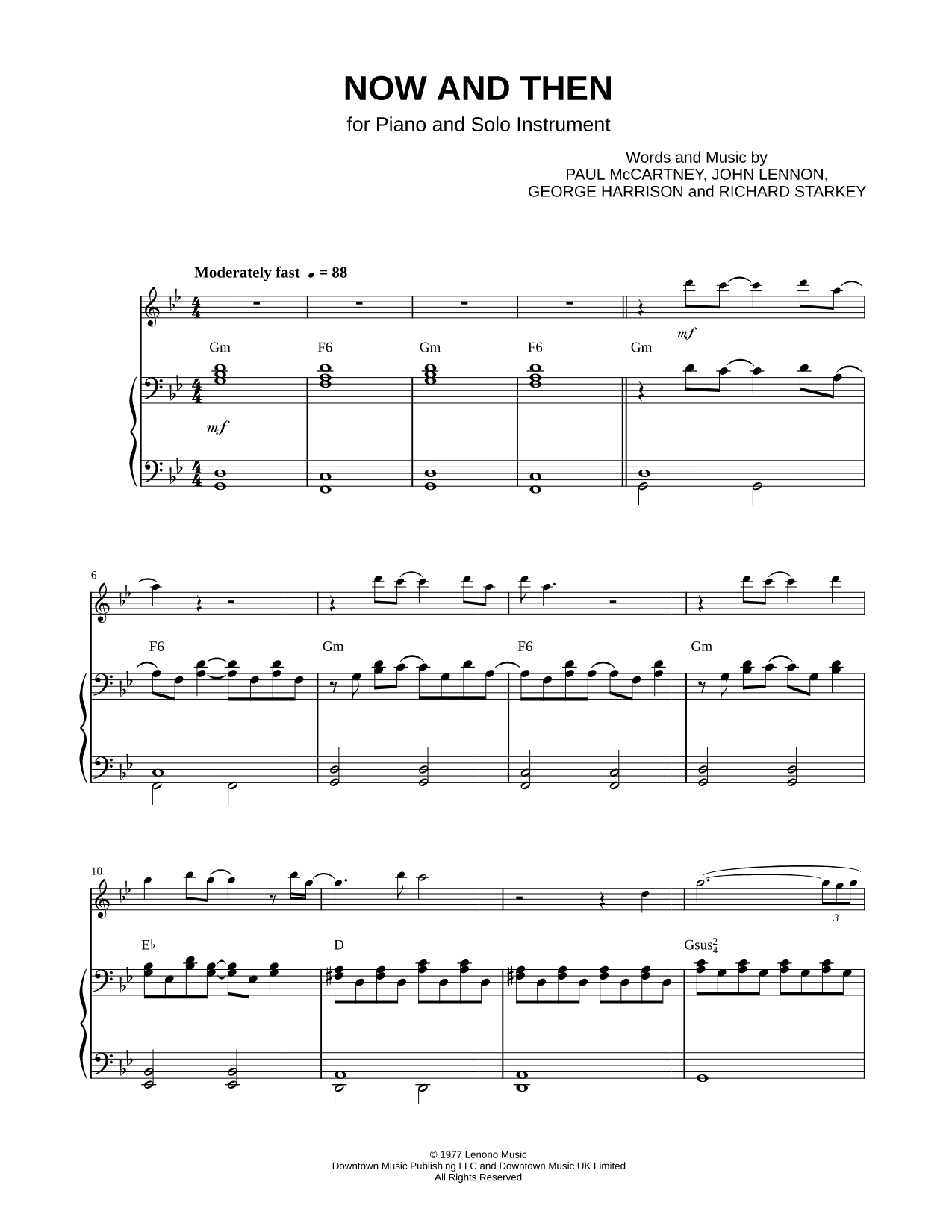 Now and Then - Piano Accompaniment