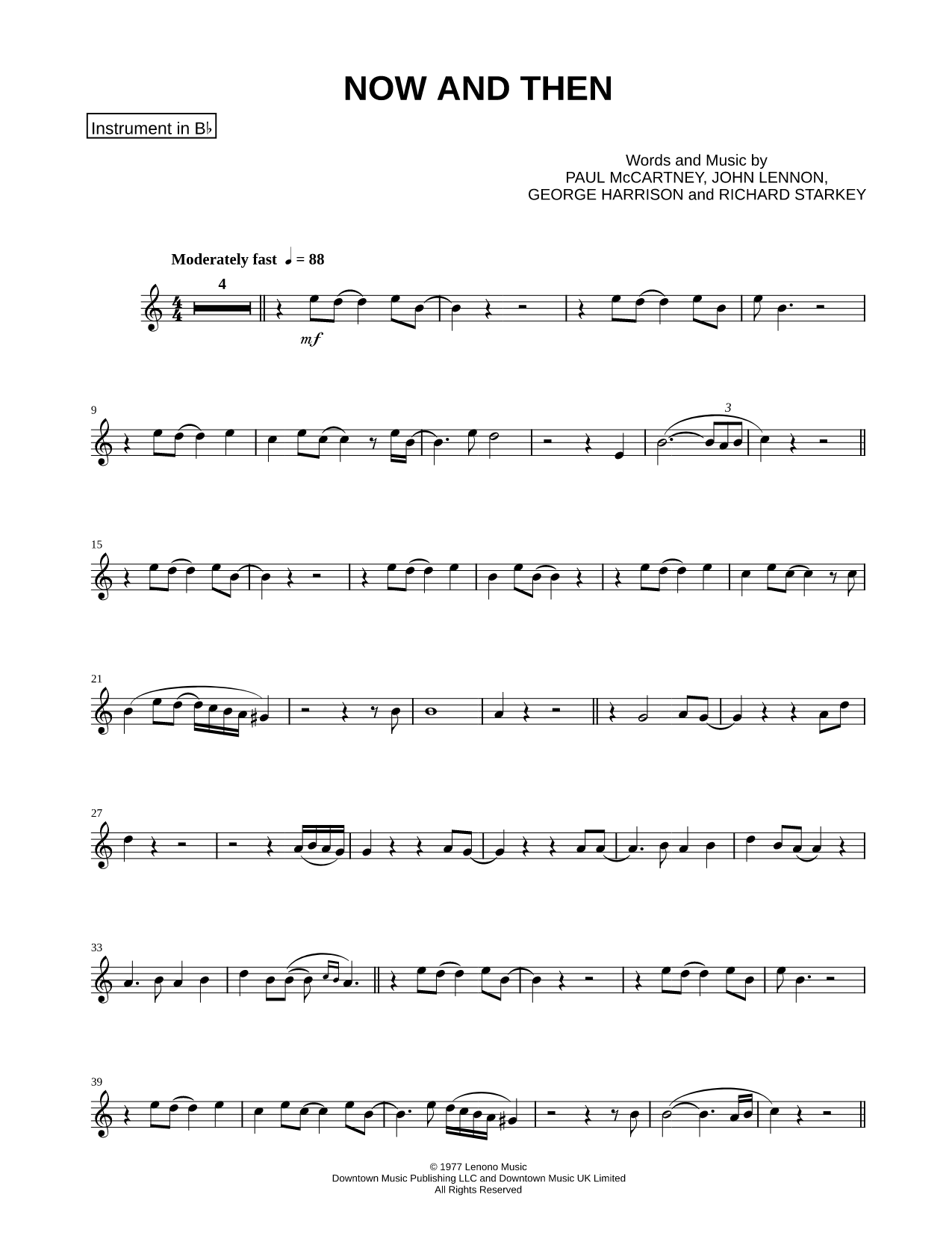 Now and Then - Bb Instrument