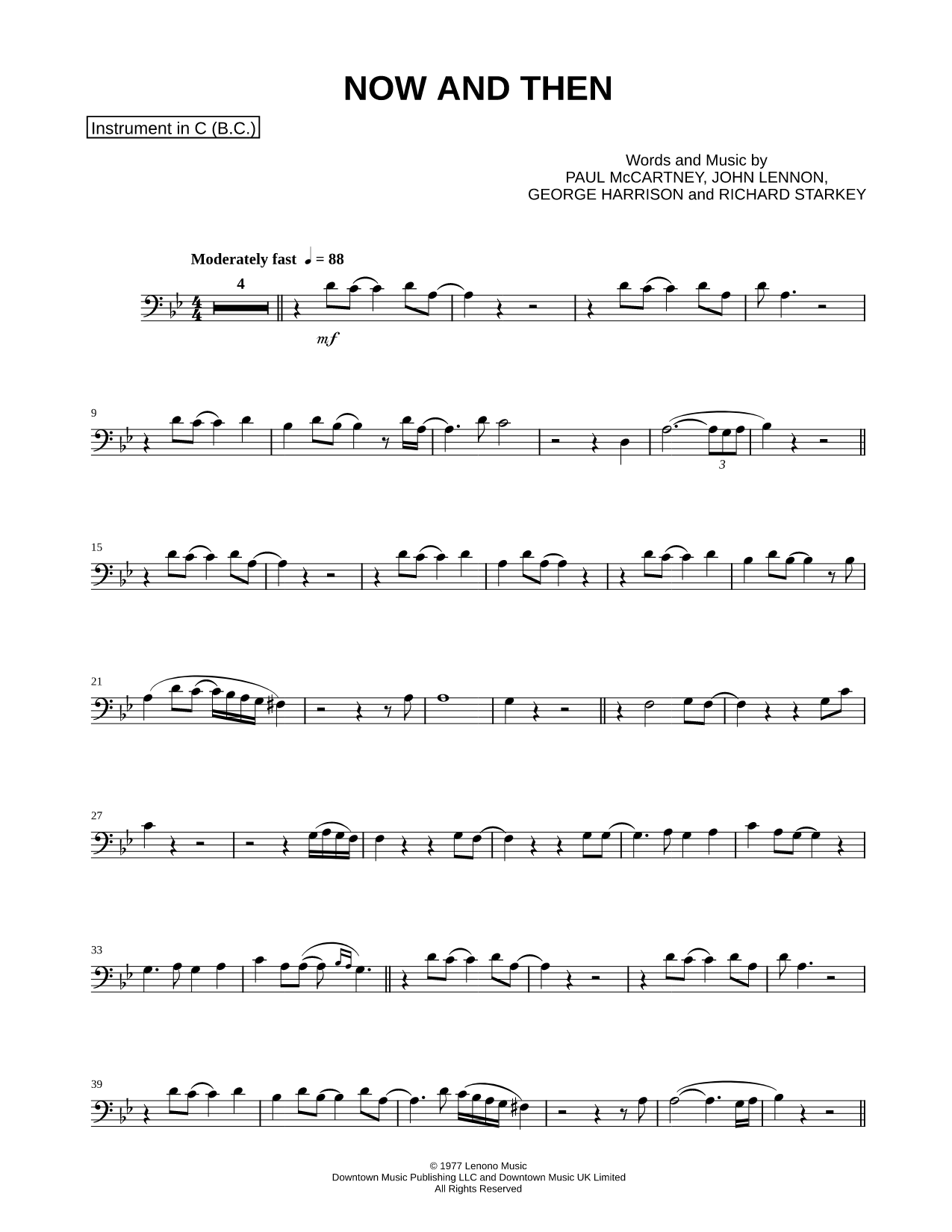 Now and Then - Bass Clef Instrument