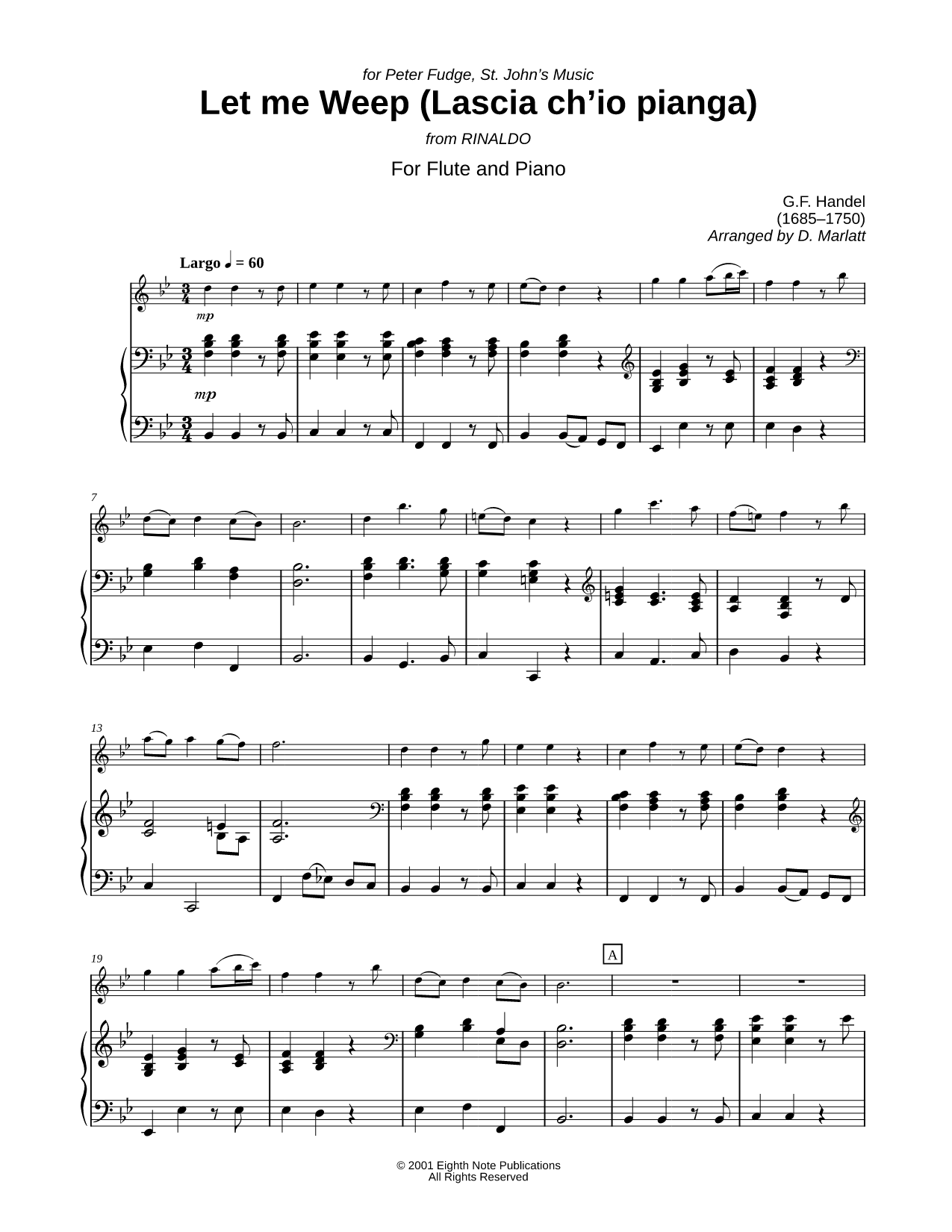 Lascia ch'io pianga (Let me Weep) - Flute & Piano