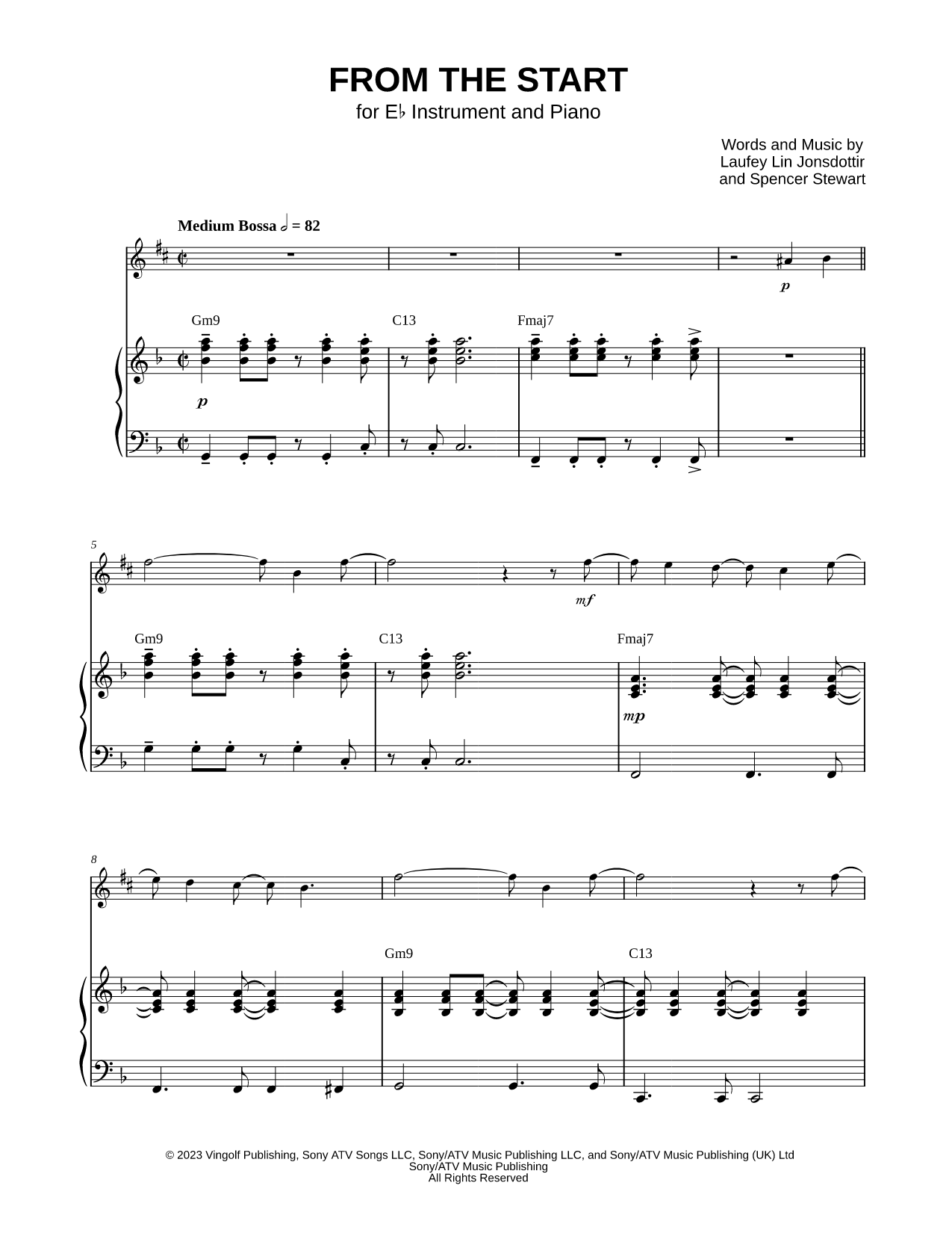 From the Start (Laufey) - Eb Instrument & Piano