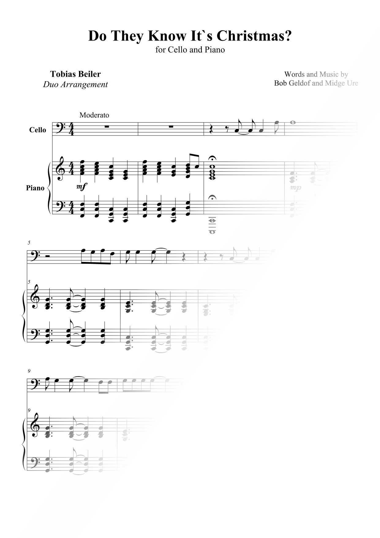 Do They Know It's Christmas? - Cello & Piano